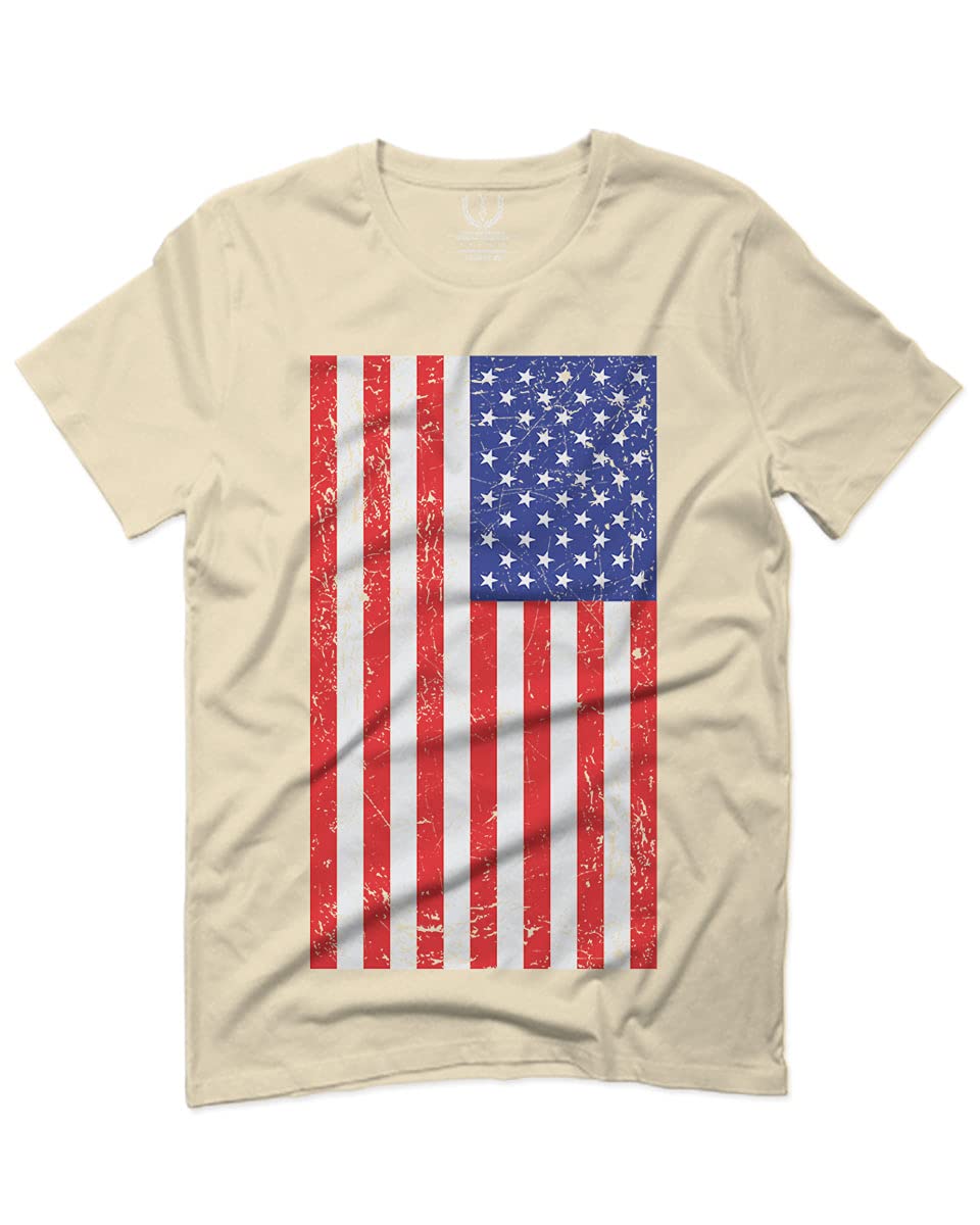 Vintage USA American Flag Patriotic T-Shirt for Men - Comfortable Cotton Tee for 4th of July, Veterans Day & Outdoor Activities