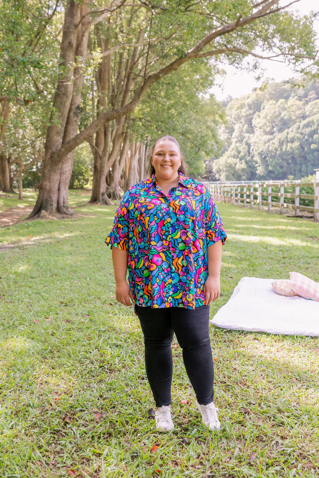 Kasey Rainbow Tammin Shirt - Stylish African Print Women's Top for Casual Wear & Summer Outfits