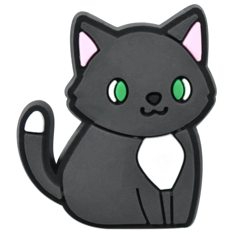 Cute Cat Shoe Charms for Crocs - PVC DIY Badge Pins for Kids Shoes, Jeans & Clogs Accessories - Christmas Decoration & Wholesale (1PC) - Perfect for DIY Crafts, Gift Giving & Shoe Customization