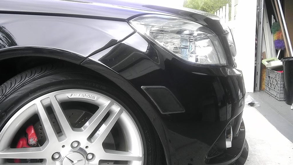 Euro Smoked Lens White LED Side Marker Lights for 2008-2011 Mercedes W204 C250 C300 - Upgrade Your Car's Style & Safety for Night Driving