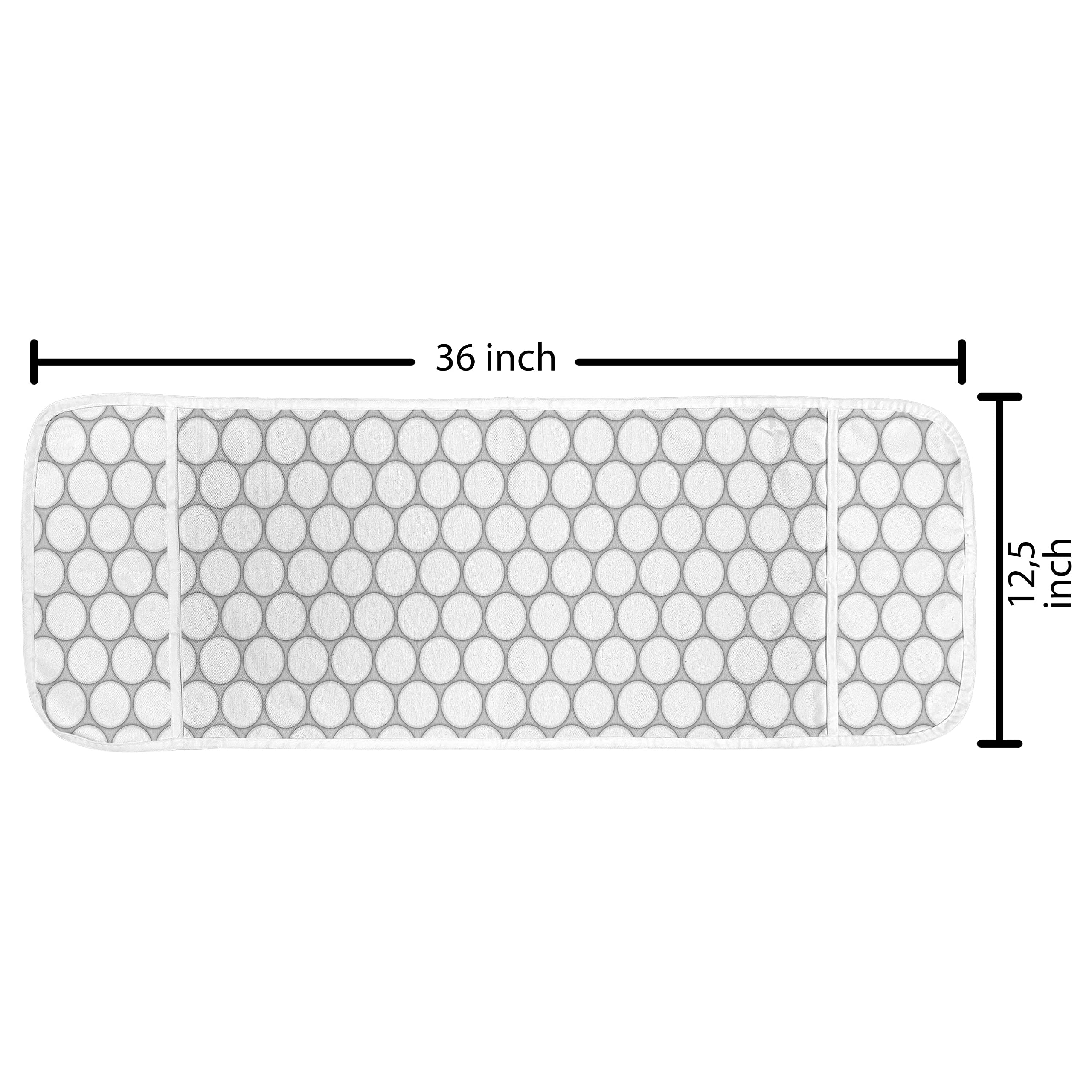 Ambesonne Abstract Microwave Oven Cover - Geometric Circles & Ovals Pattern in Soft Grey White Tones, Water Resistant Kitchen Organizer with Pockets, 36