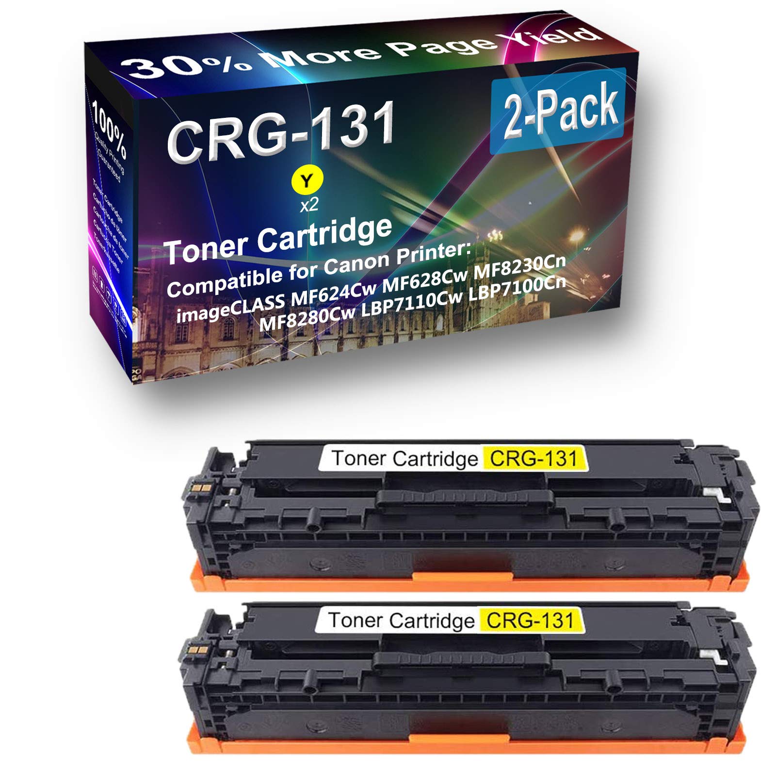 2-Pack High Capacity CRG-131 Toner Cartridge (Yellow) - Compatible with Canon Color imageCLASS MF624Cw & MF628Cw Printers - Perfect for Home Office & Small Business Printing Needs