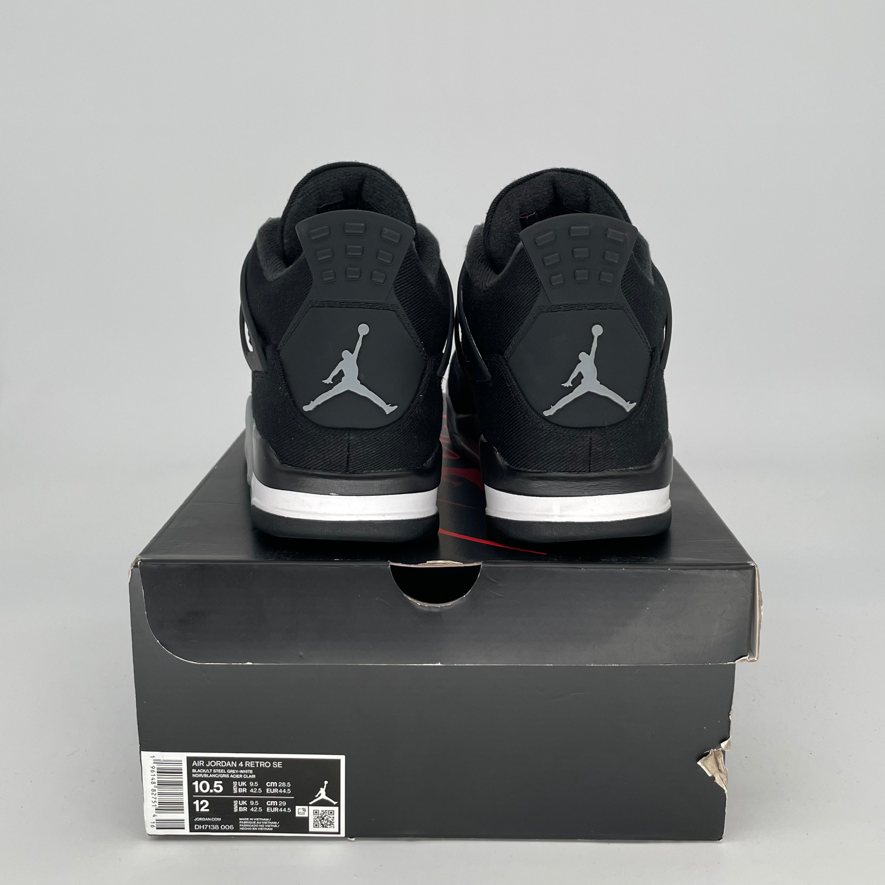 AIR JORDAN 4 Black Canvas Men's Basketball Shoes - Size 10.5/12W (DH7138-006) | Retro Sneakers for Streetwear & Casual Outfits