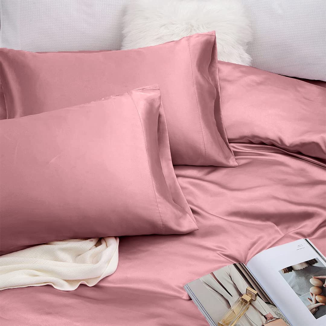 Luxury Silk Satin Sheets Set 6-Piece with 19