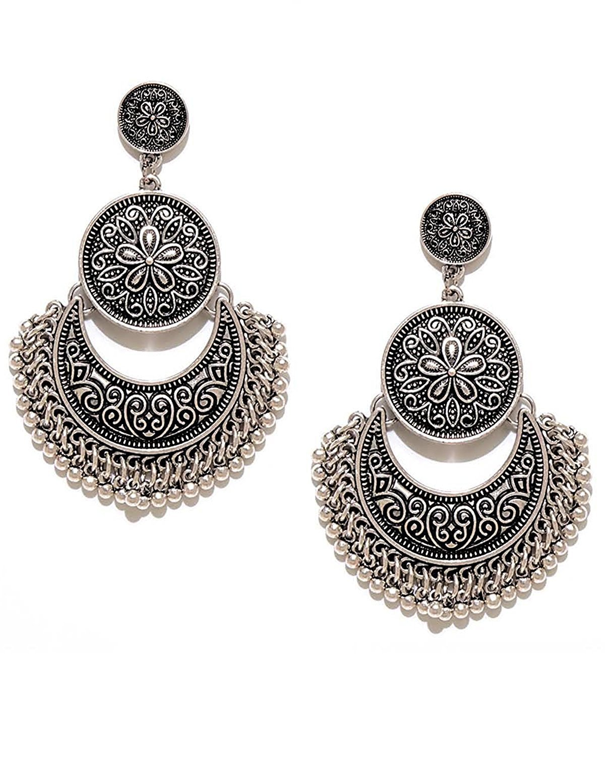 YouBella Fashion Jewelry for Women - Afghani Tribal Oxidized Dangler Earrings for Girls & Ladies | Boho Chic Accessories for Parties, Weddings & Everyday Wear