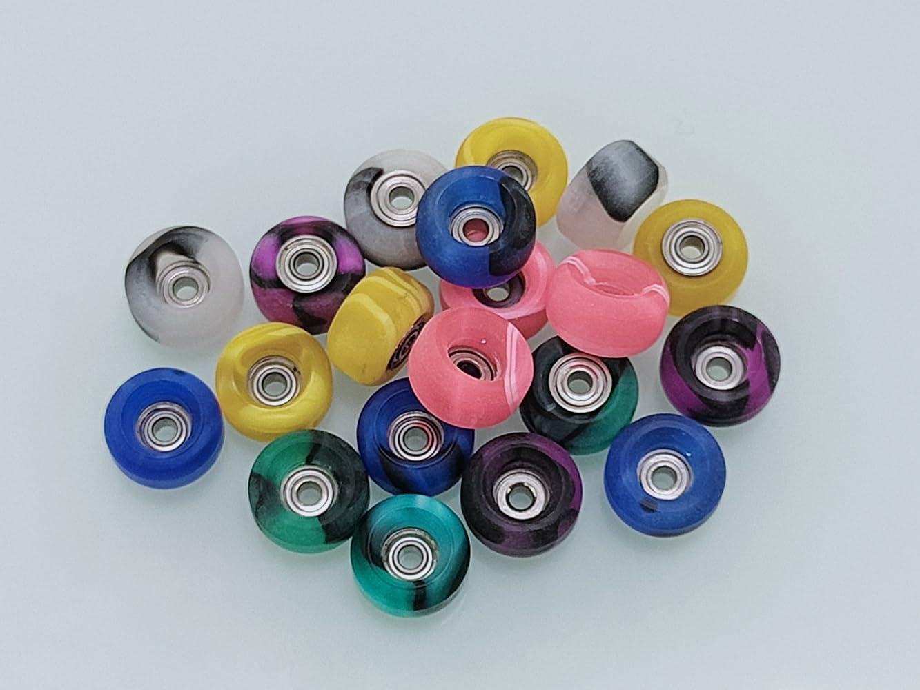 Premium 7.5mmx4.5mm Pro Fingerboard Wheels - Handmade Finger Skateboard Wheels with Street Shape Design - Swirl Colorway (Blue) - Perfect for Fingerboard Tricks & Mini Skateboarding Practice