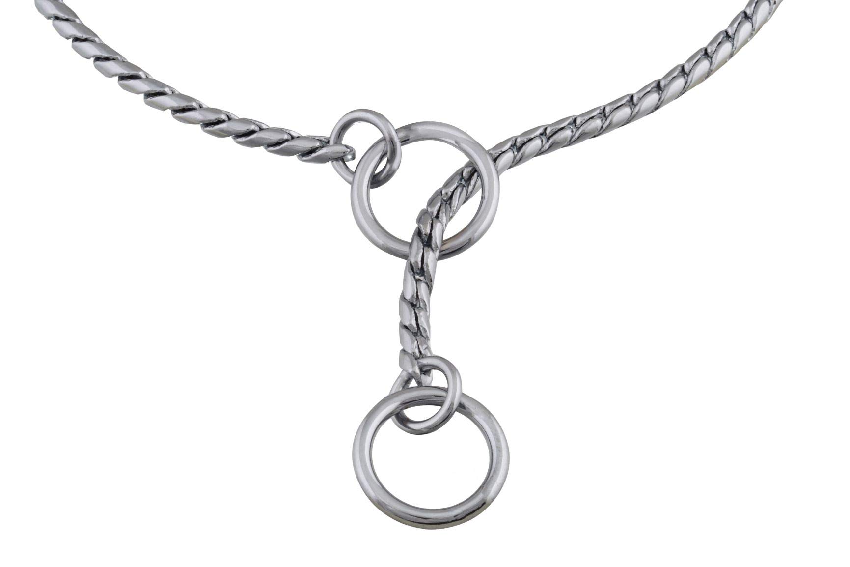 Premium Metal Chain Dog Show Collar - Adjustable Slip Collar for Toy/Small/Medium/Large/XL Dogs - 5.5mm Thick Brass Snake Chain (Chrome, 32