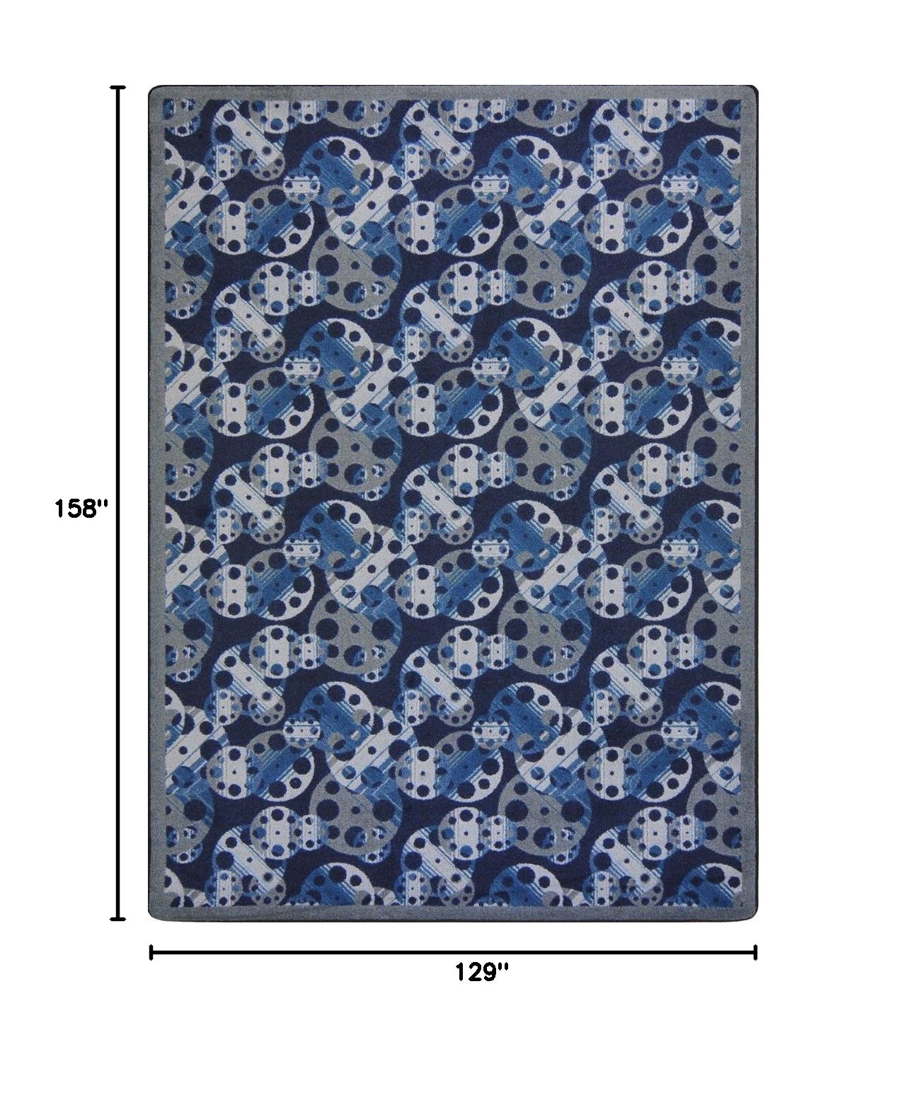 Joy Carpets Any Day Matinee Reeling Theater Area Rug - Slate Blue Indoor/Outdoor Carpet for Living Room, Bedroom, Theater & Home Decor