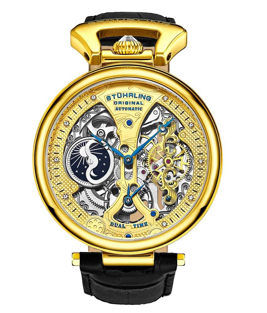 Emperor’s Grand DT 3920 Automatic 46mm Skeleton Watch for Men - Luxury Mechanical Timepiece with Open Heart Design - Perfect for Business, Formal Events & Gift Giving