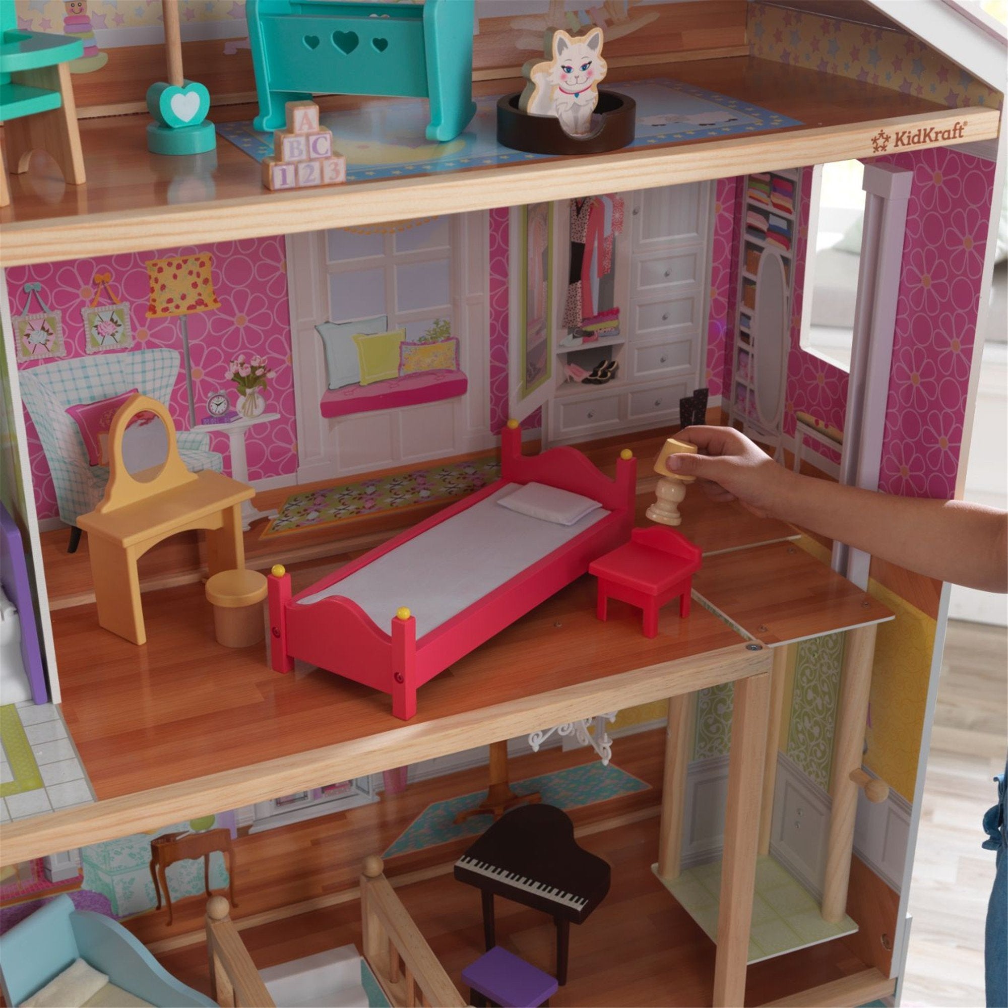 KidKraft Majestic Mansion Wooden Dollhouse for Kids - Large Doll House with Furniture & Accessories - Perfect for Pretend Play, Gift for Girls & Boys Ages 3+ - Great for Bedroom, Playroom & Birthday Parties