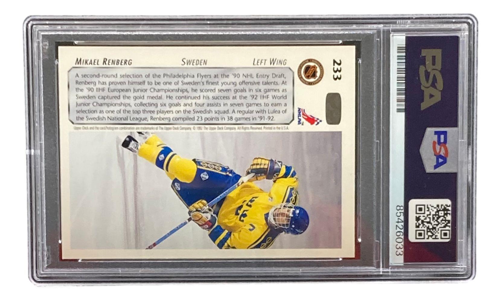 Mikael Renberg Autographed 1992 Upper Deck #233 Philadelphia Flyers Rookie Hockey Card - PSA Certified - Perfect for NHL Collectors & Hockey Memorabilia Displays