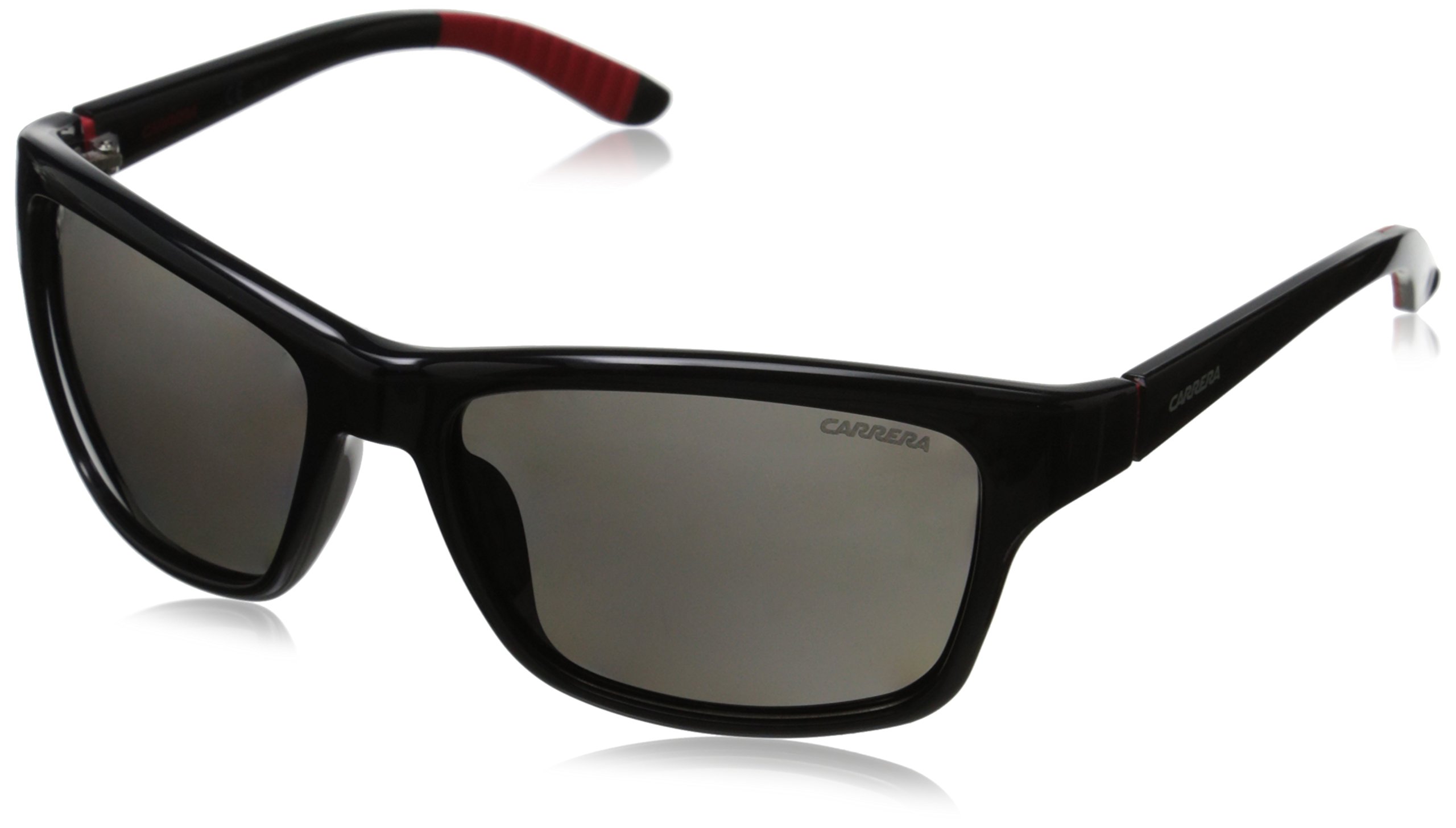 Carrera CA8013/S Polarized Sunglasses - Shiny Black & Gray Rectangular Frame (58mm) | UV Protection & Anti-Glare for Driving, Outdoor Sports & Fashion | Safilo Group