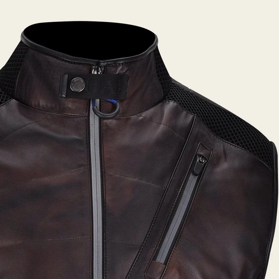 H340COB Cuadra Chocolate Men's Casual Fashion Lambskin Leather Vest - Perfect for Outdoor Adventures, Date Nights & Stylish Everyday Wear