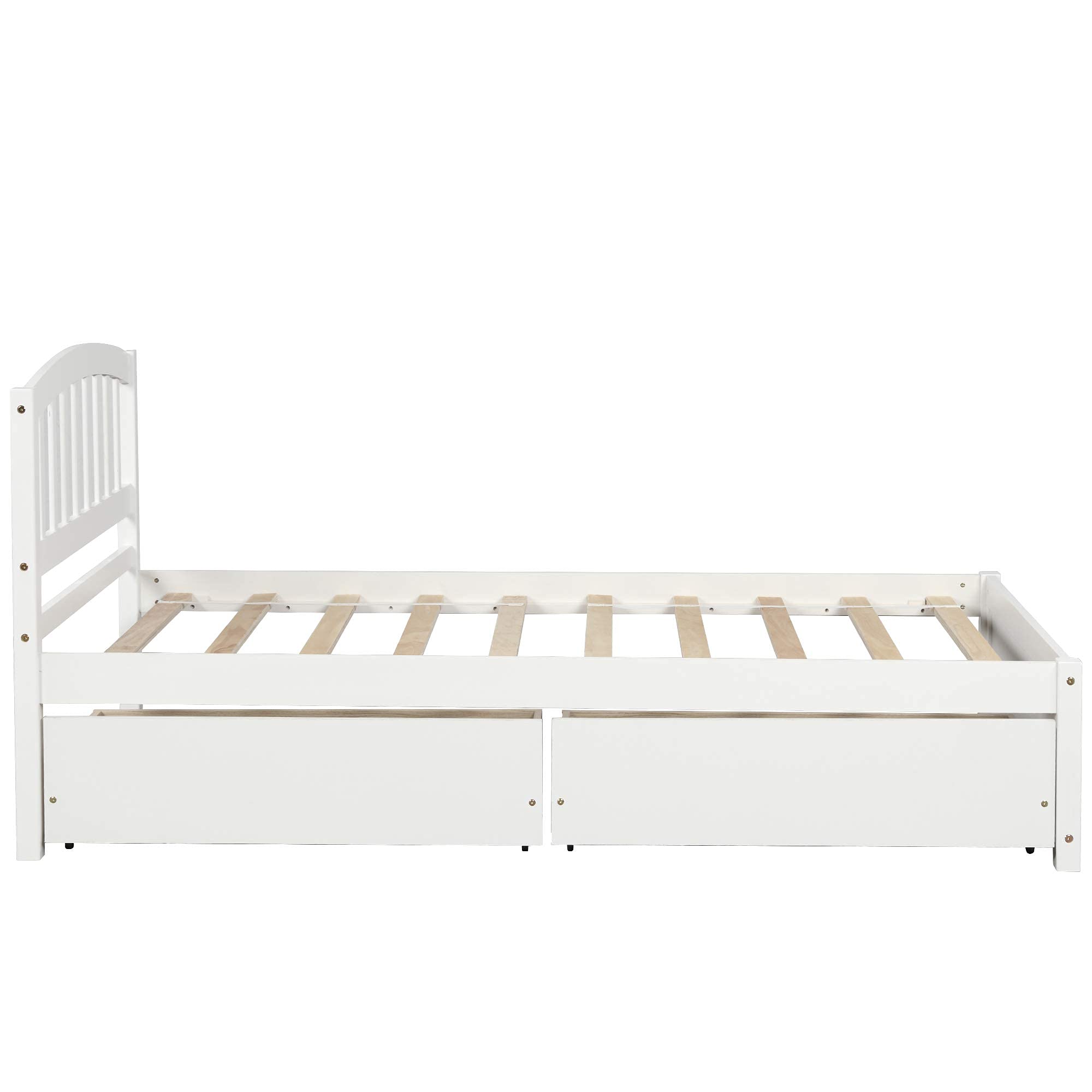 Harper & Bright Designs Twin Storage Bed Frame with 2 Drawers & Headboard - Wood Platform Bed for Kids & Teens - White - Perfect for Small Bedrooms & Space-Saving Solutions