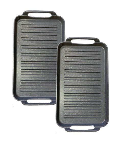 2-Pack Non-Stick Marble Griddle Pan for Gas, Electric & Induction Stoves – Double Ribbed Grill for Perfect Pancakes, Steaks & More – Ideal for Home Cooking & Outdoor BBQ