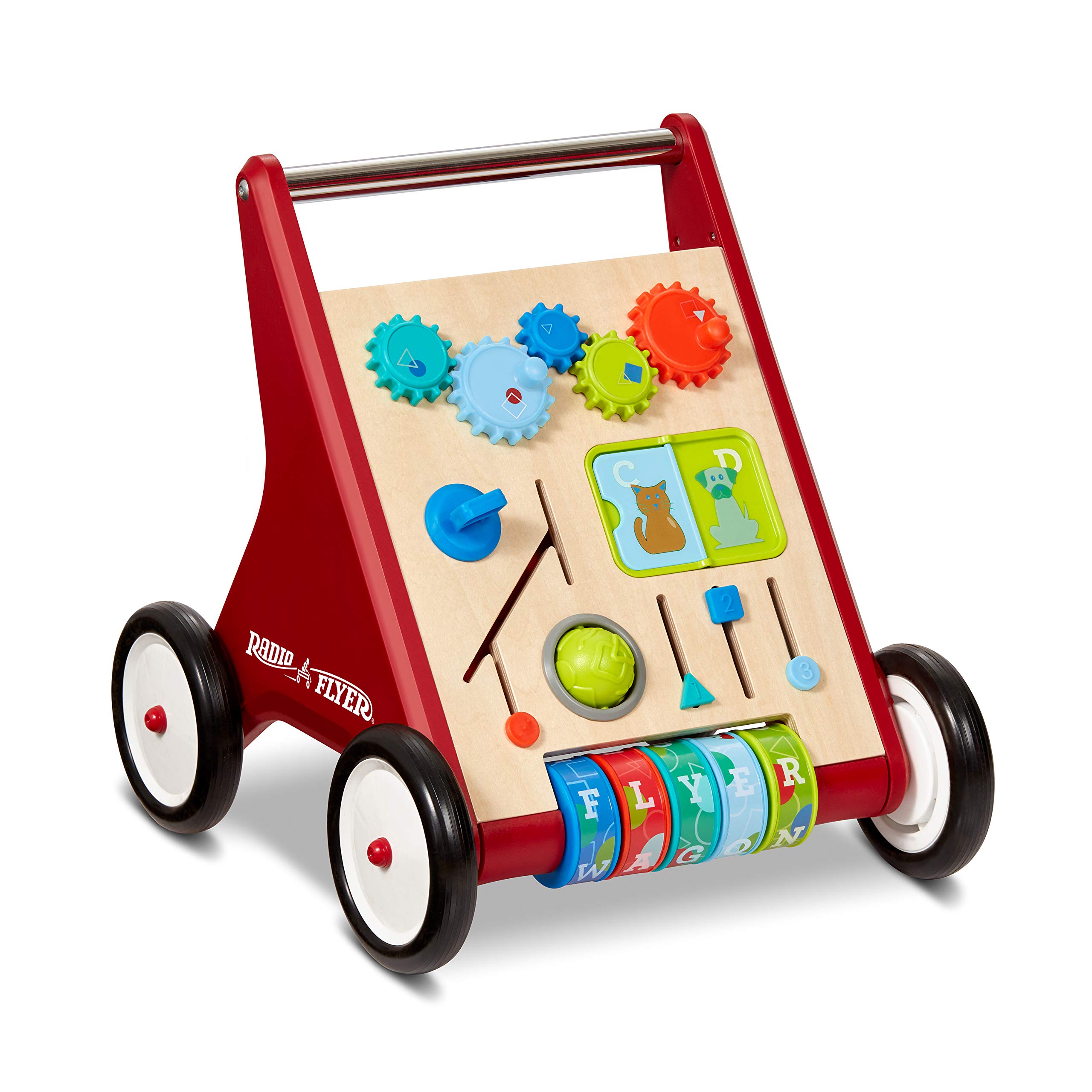 Radio Flyer Classic Push & Play Toddler Walker with Activity Play - Learning Walking Toy for Babies & Kids Ages 1-4 Years - Red Walker Toy for Indoor & Outdoor Play, First Steps Support, and Early Childhood Development