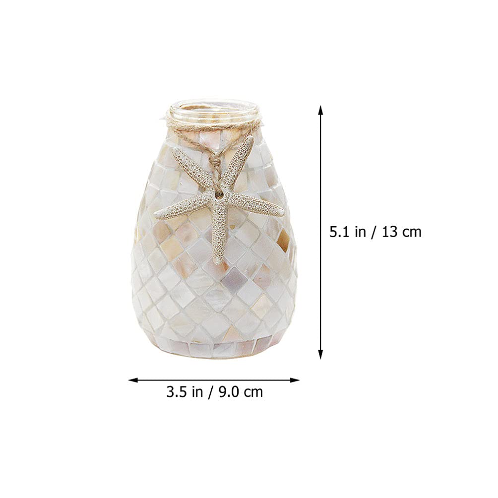 BESPORTBLE 2-Piece Mosaic Flower Vase Set - Handcrafted Shell Glass Vases for Home Decor, Wedding Centerpieces, and Tabletop Display