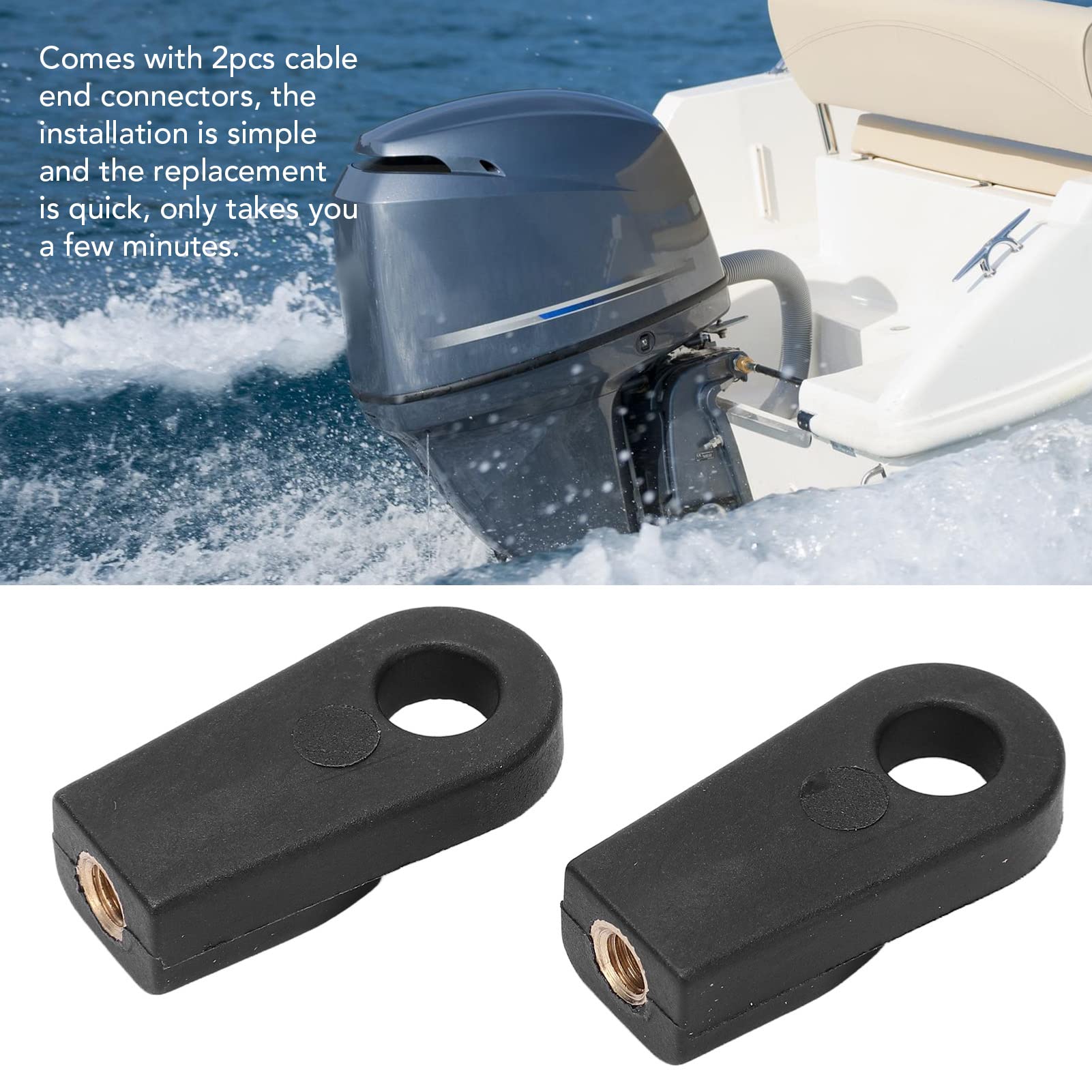 Outboard Control Box Cable End Connector - 2 Pcs ABS Copper Replacement (6727595600) | Compatible with Marine Boat Engine Control Systems | Perfect for Outboard Motor Repair & Maintenance