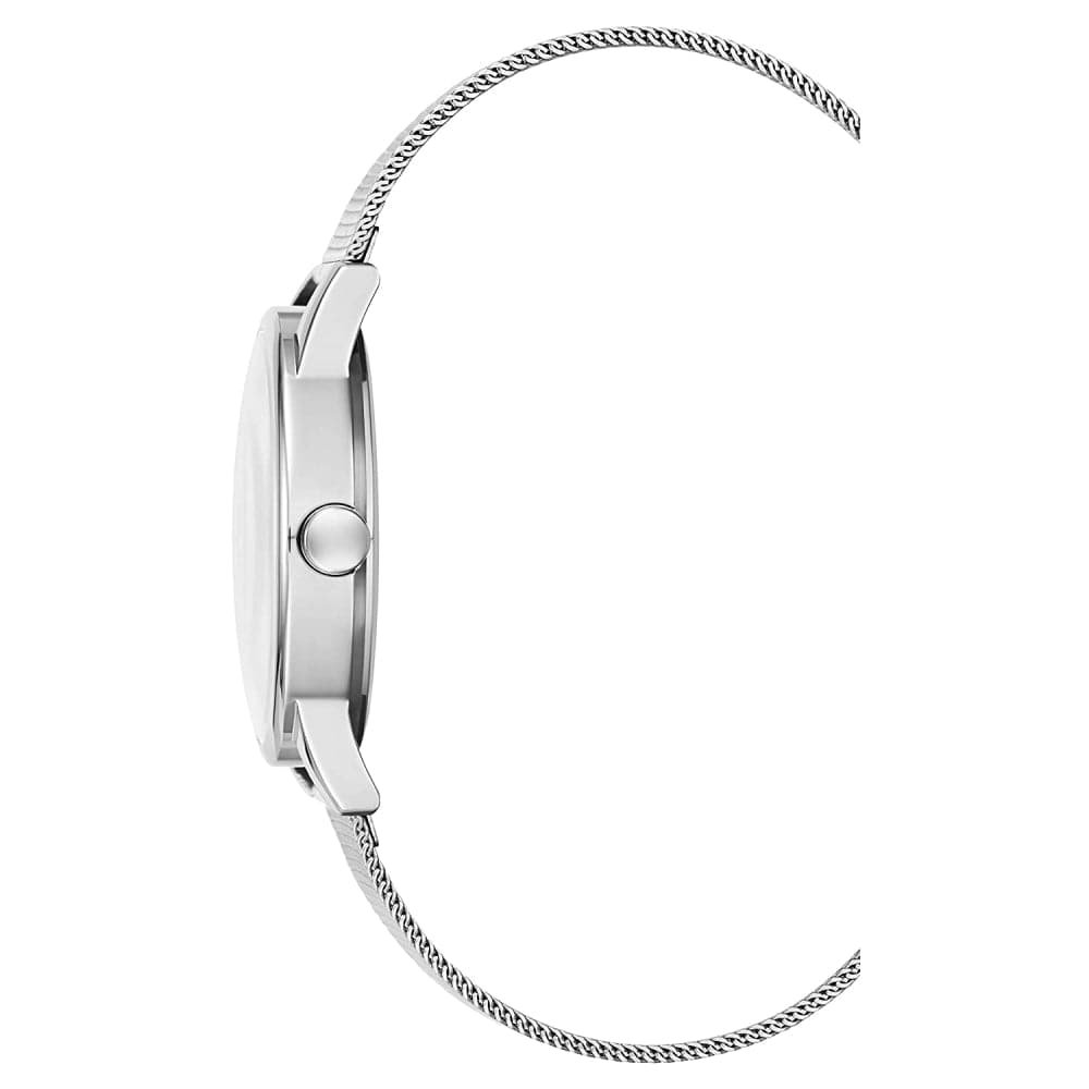 BCBGMAXAZRIA Women's Quartz Floral Silver Mesh Watch BG50827003 - Elegant Timepiece for Office, Party & Special Occasions
