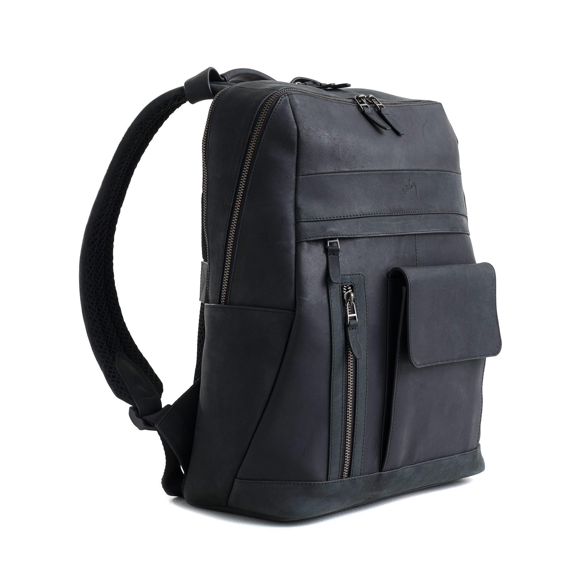 VELEZ Premium Black Top Grain Leather Backpack for Men & Women - 17 Inch Laptop Bag with Large Capacity - Stylish Casual Daypack & Business Travel Computer Bag - Perfect for Work, School, Commuting & Outdoor Adventures
