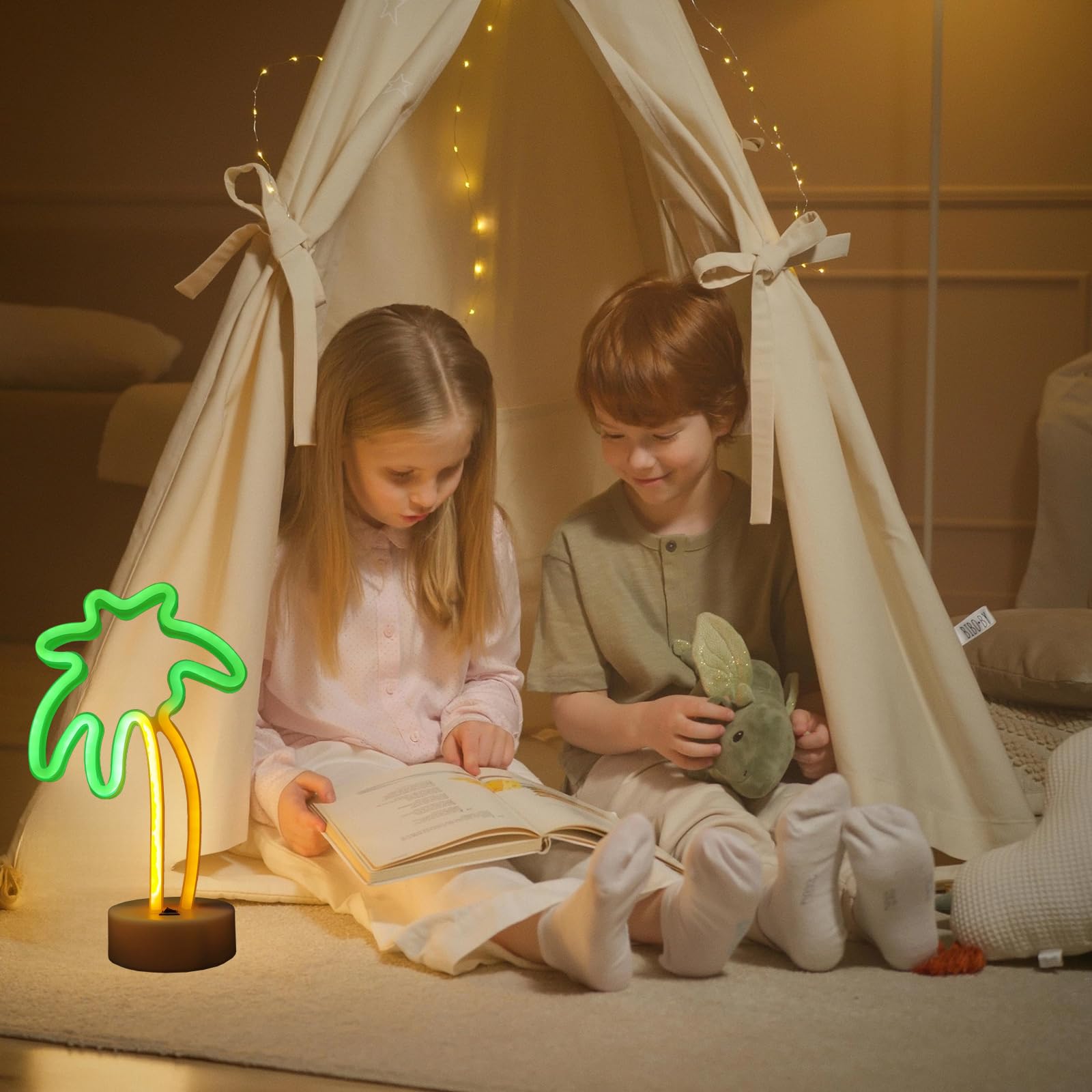 Adorable LED Desk Lamp for Kids - Palm Tree Night Light, Nursery Room Decor & Study Table Lamp for Boys & Girls - Perfect Christmas & Birthday Gift for Children (Use in Bedrooms, Study Rooms & Kids' Rooms)