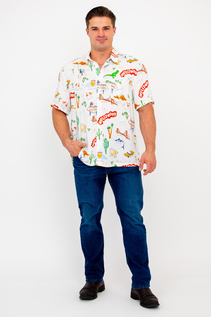 Dino Shirt - Stylish Hollywood Inspired Woven Bamboo T-Shirt for Men & Women | Perfect for Casual Wear, Outdoor Activities, and Dinosaur Theme Parties