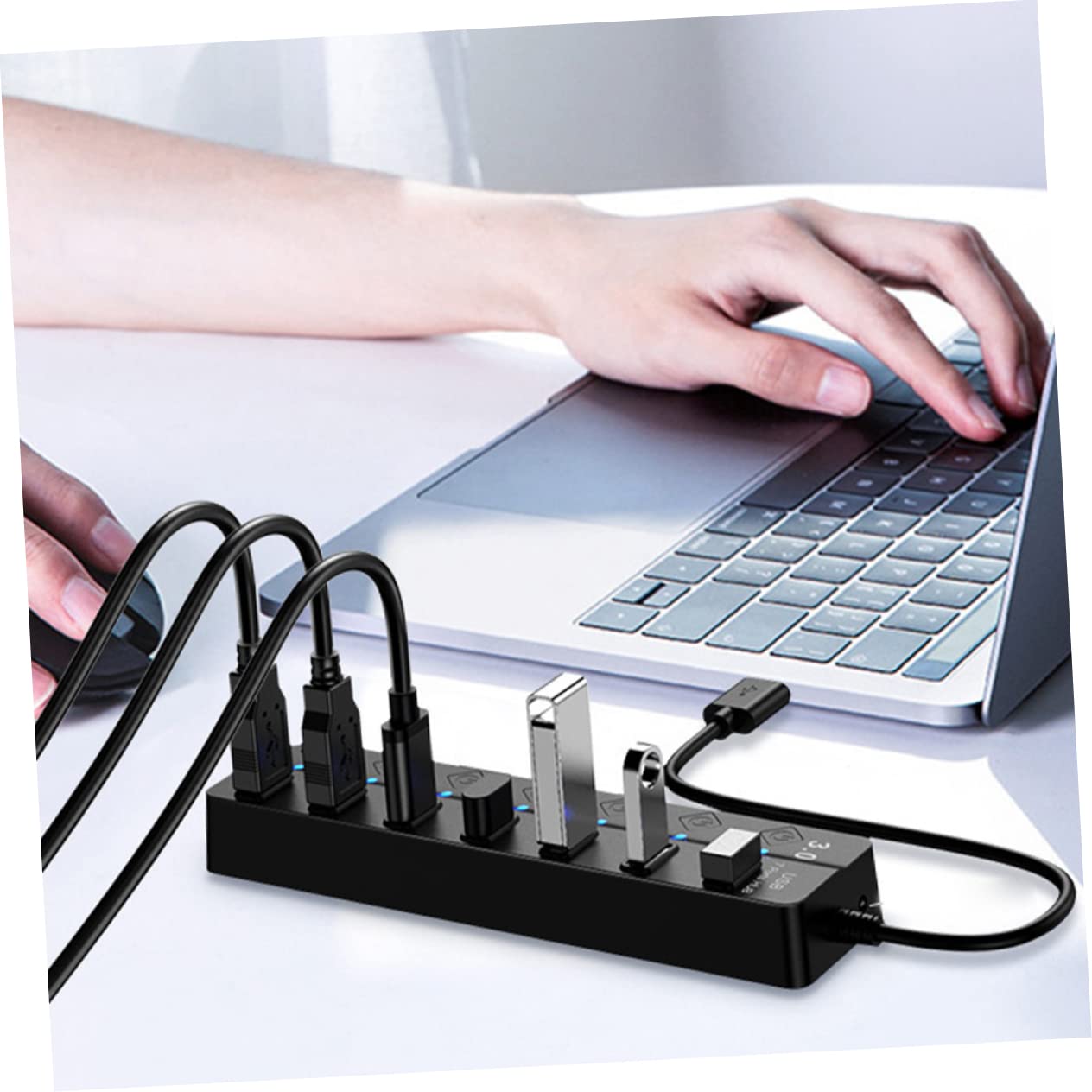 Jojofuny 4-Port USB 3.0 Hub Expander for Laptop - High-Speed Data Transfer, ABS Material, Plug & Play - Perfect for Home Office, Gaming & Multi-Device Charging