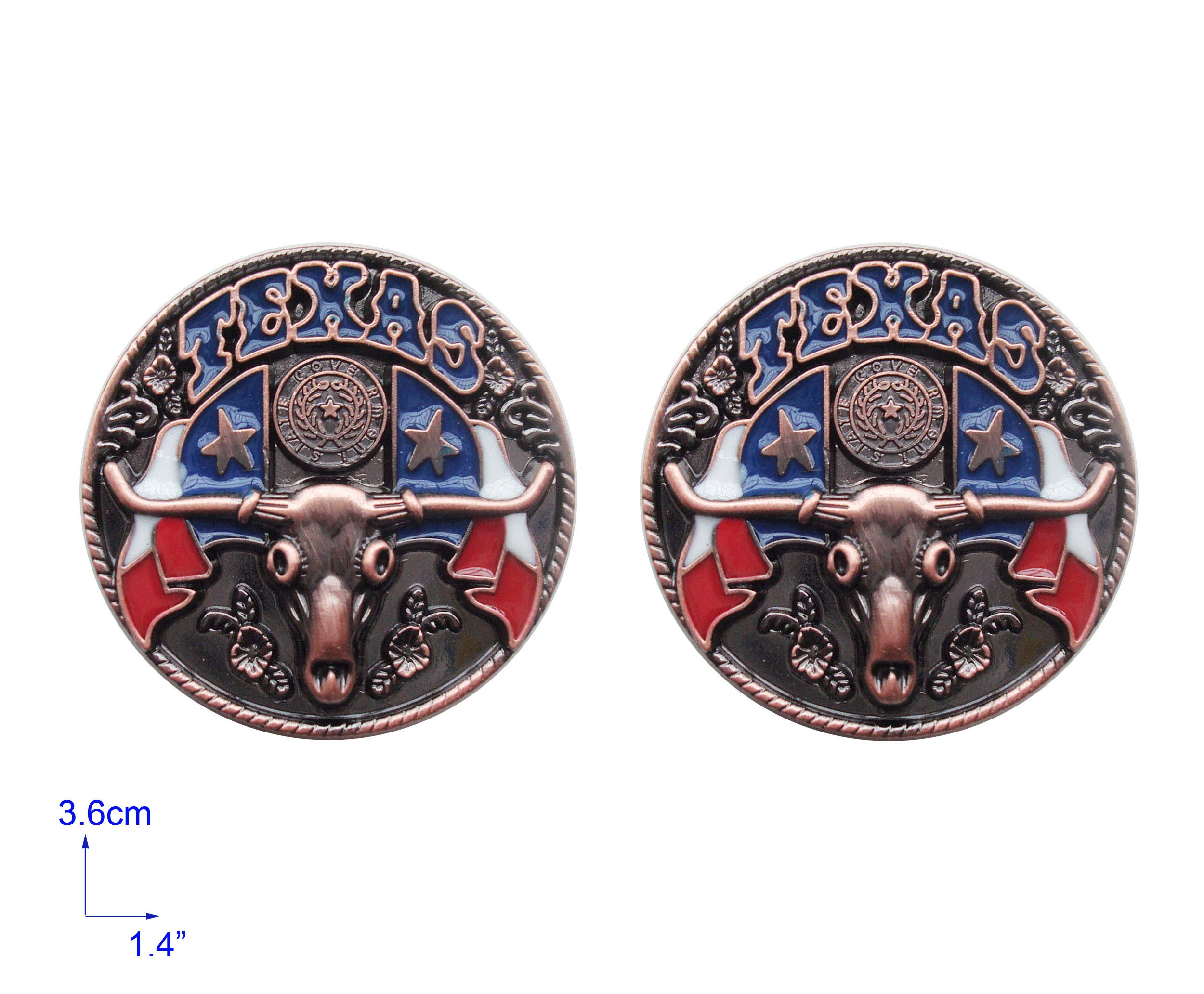Texas Bull Head Enamel Conchos with Screw Back - 1.5