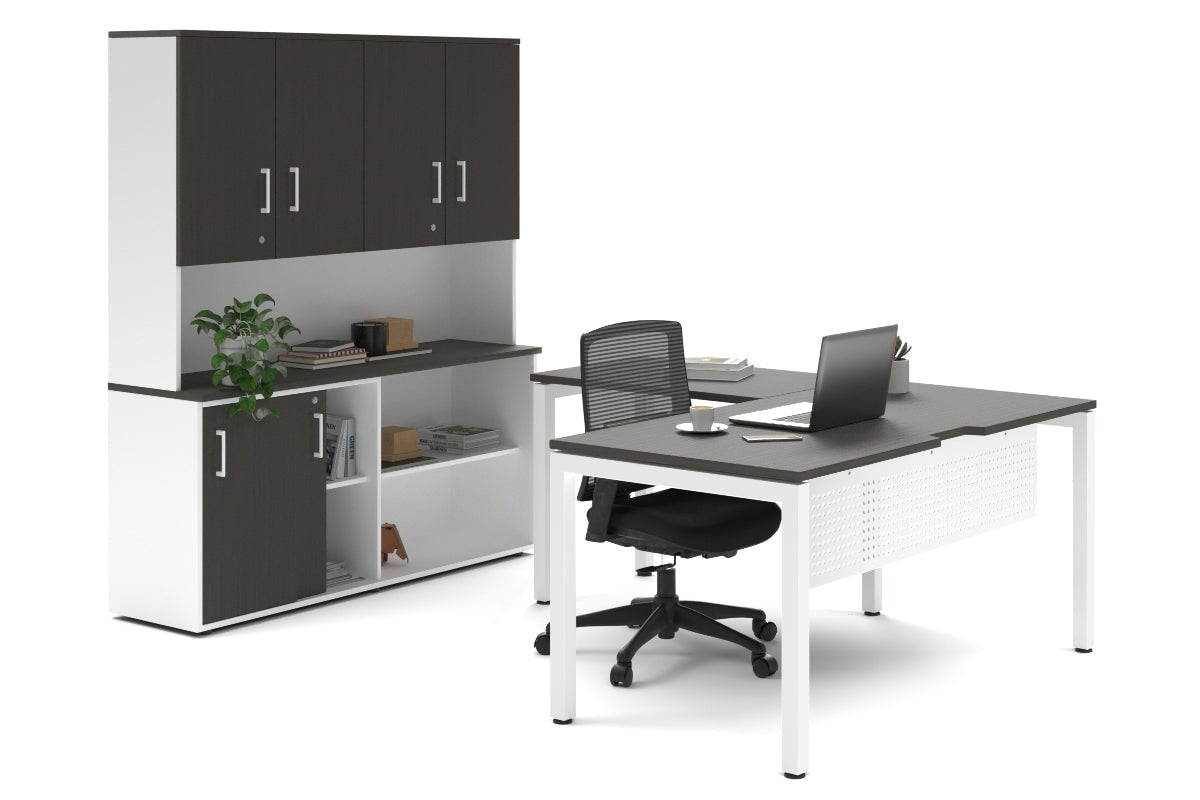 Quadro Square Legs L-Shaped Executive Desk with White Legs [1600L x 1700W] - Perfect for Home Office, Conference Rooms & Modern Workspaces