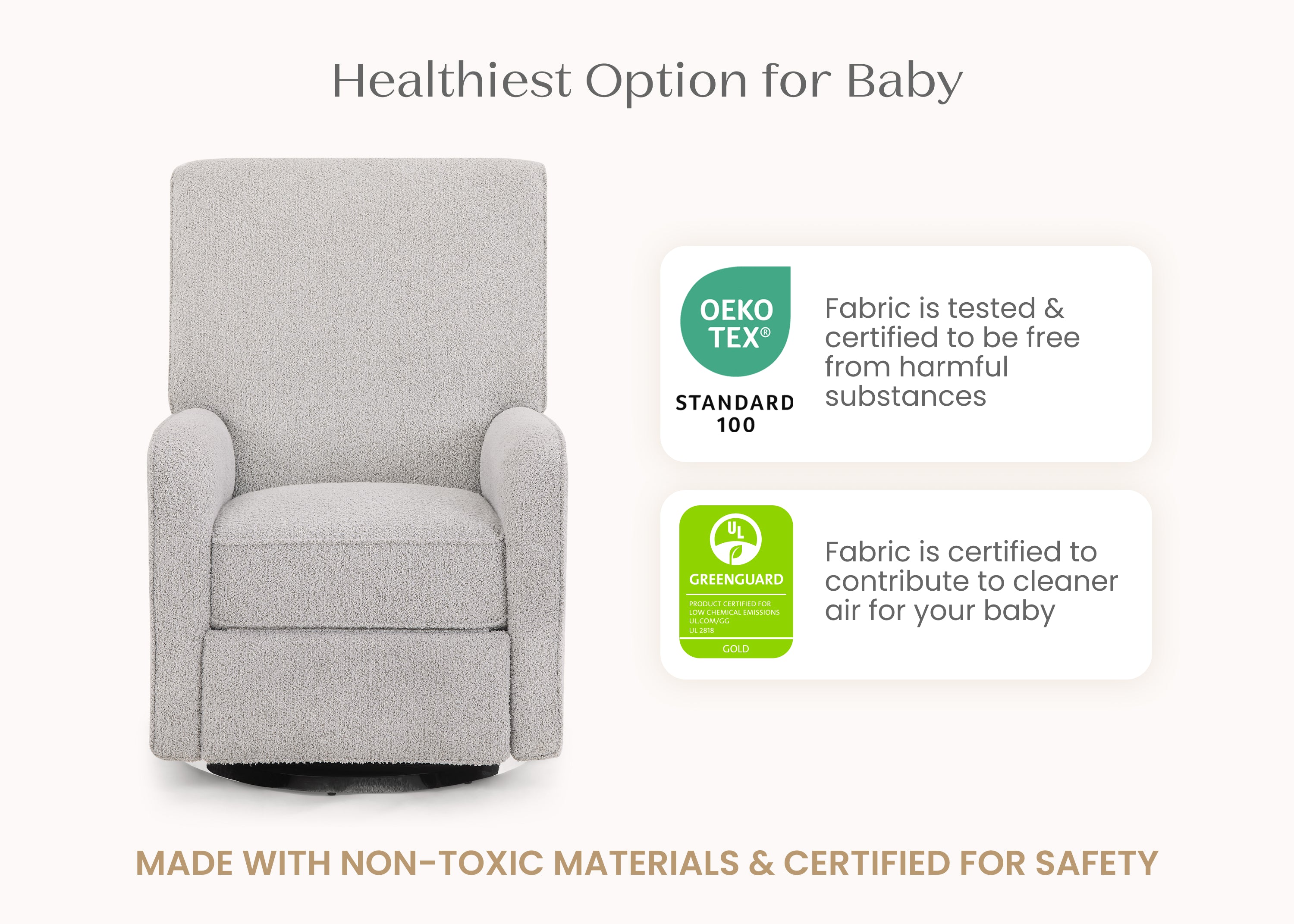Nest Nursery Swivel Recliner Chair - 360° Rotating Glider Rocker with Lumbar Support for Nursing, Feeding & Relaxing - Perfect for Baby Nursery, Breastfeeding & Nursery Decor