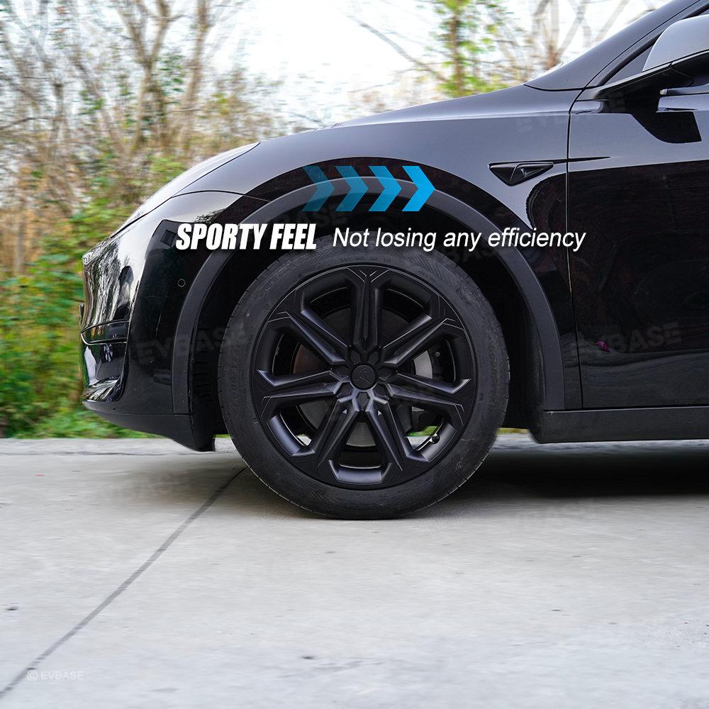 Tesla Model Y 19 Inch Wheel Covers - Full Wrapped ABS Hub Caps (Matte Black, 4PCS) for Enhanced Style & Protection - Perfect for Daily Commuting & Road Trips