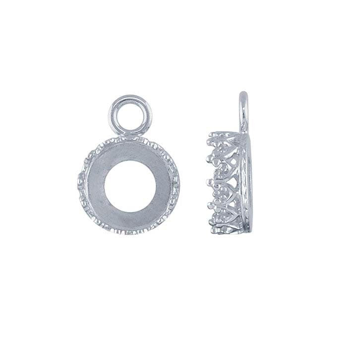 Sterling Silver 8mm 20mm Round Gallery Wire Cabochon Link Dangle Mounting for Earrings, Pendant & Closed Rings - DIY Jewelry Making Supplies for Custom Designs (Perfect for Handmade Necklaces, Bracelets & Earrings)