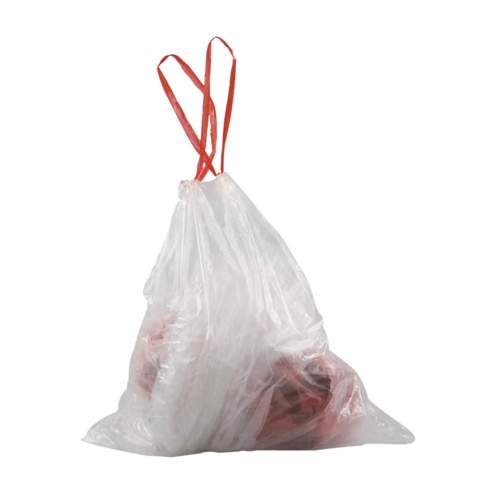 1.5 Gallon Drawstring Small Trash Bags - Clear Bin Liners for Bathroom, Office & Kitchen Waste Disposal - Small Garbage Bags for Home & Commercial Use