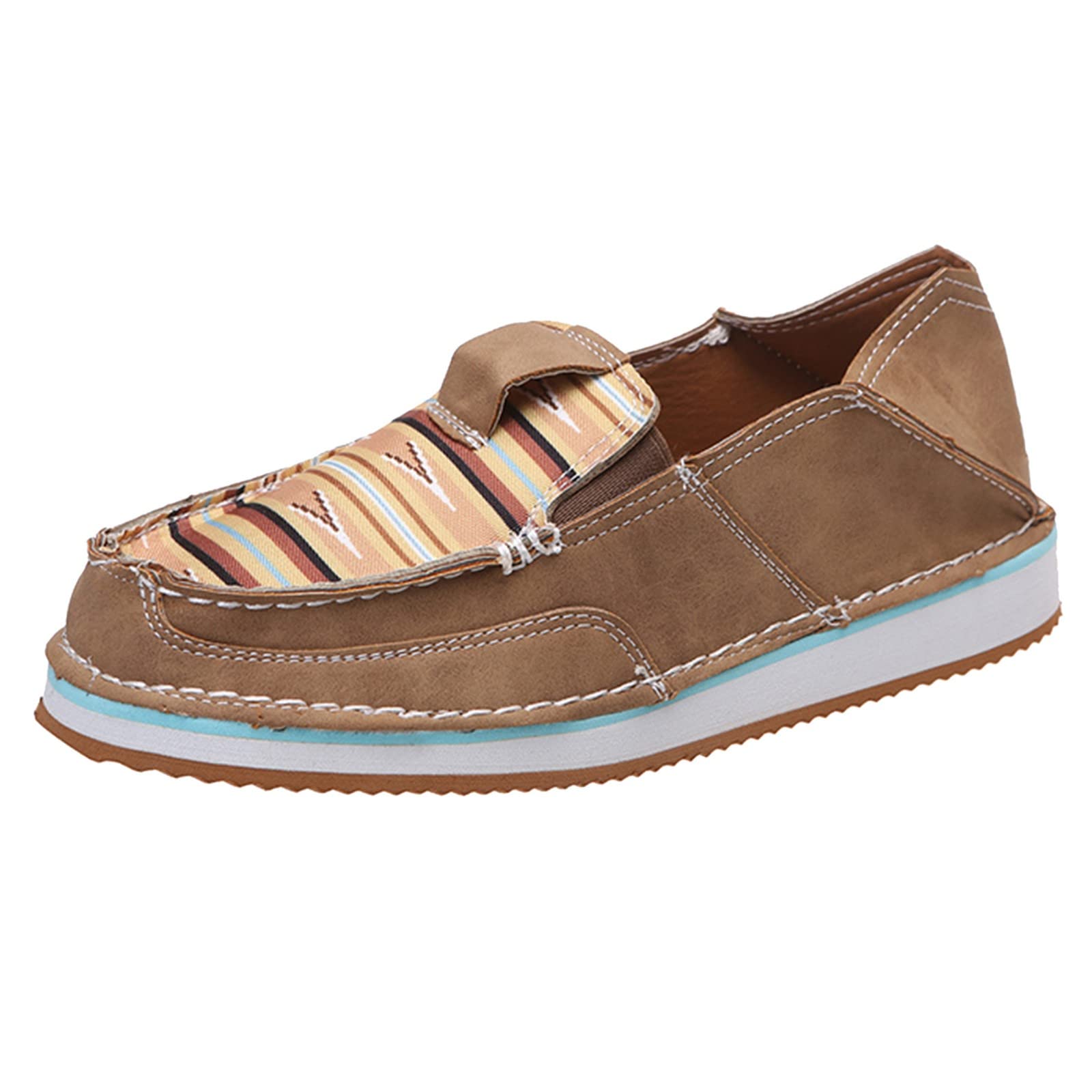 Go Walk 5 Women's Comfortable Casual Slip-On Shoes - Breathable Leopard Print Flat with Round Toe | Perfect for Walking, Travel & Everyday Wear