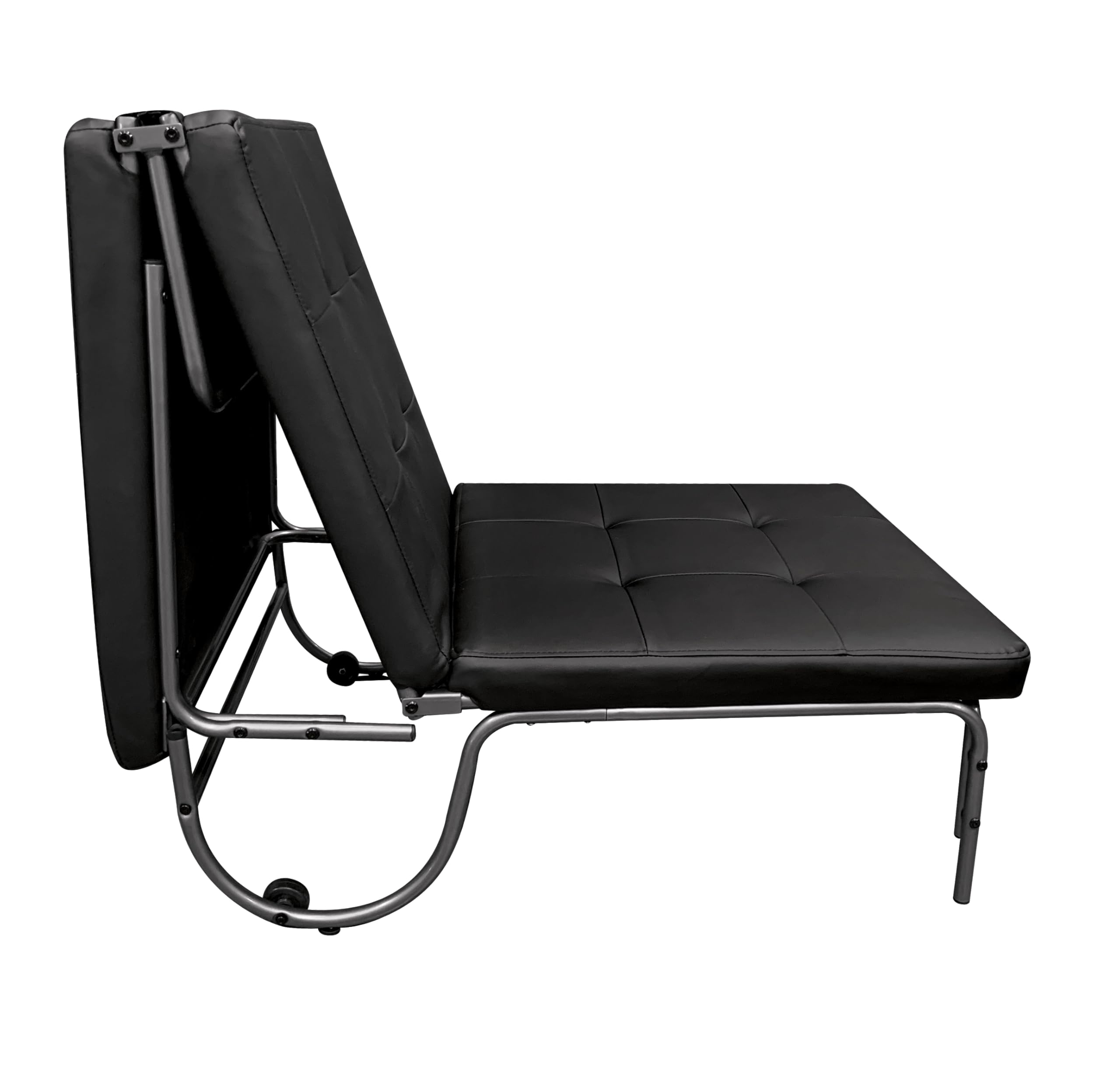 Acme Furniture Senon Futon Chair - Silver & Black Convertible Sleeper Sofa for Small Spaces | Perfect for Apartments, Dorms & Guest Rooms