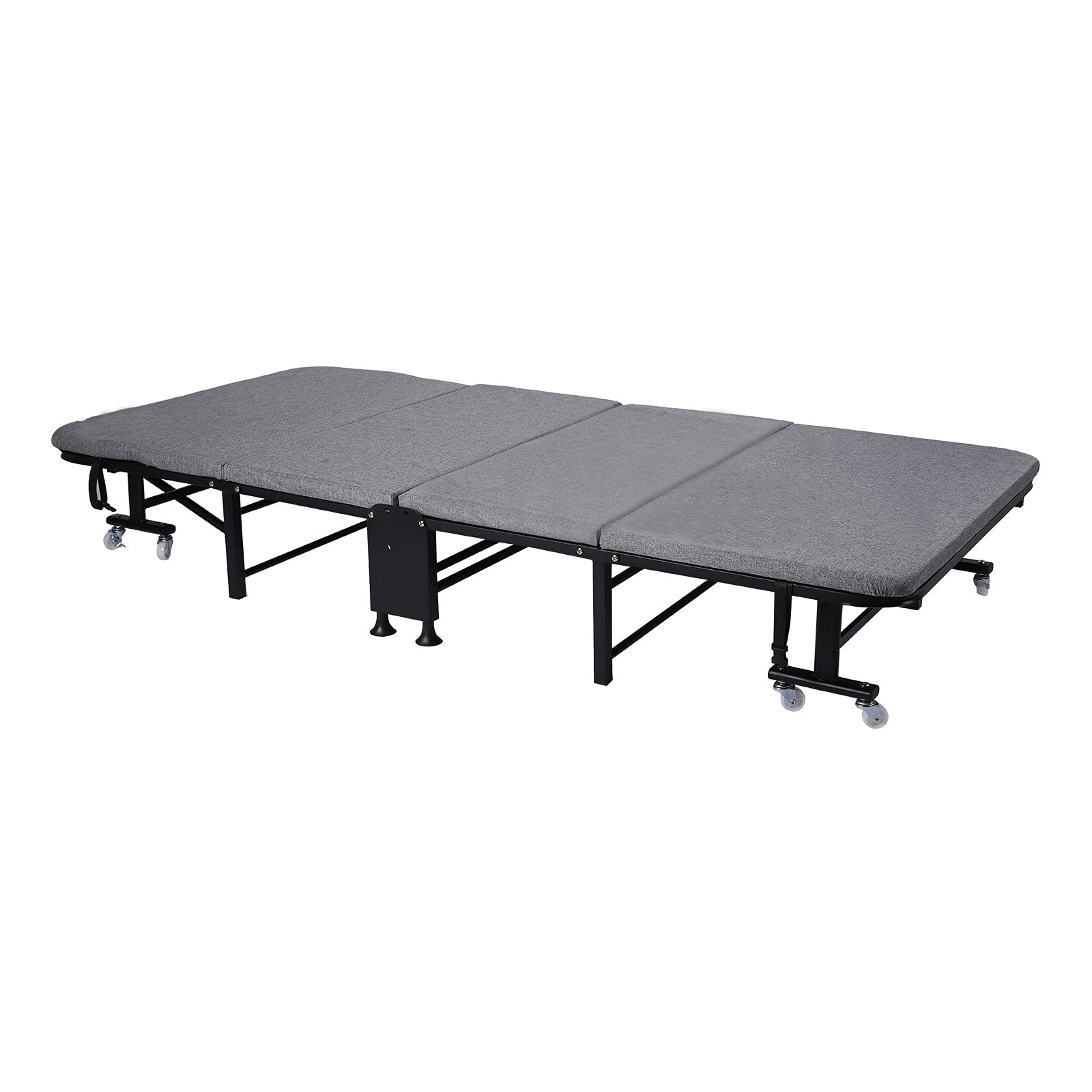 Meticpr Foldable Guest Bed - 23.6 Inch Portable Folding Bed with Thick Sponge Mattress for Office Nap, Dormitory, Small Apartments & Spare Bedroom (Grey, 92x60x33cm) - Perfect for Lunch Breaks, Overnight Guests & Space-Saving Solutions