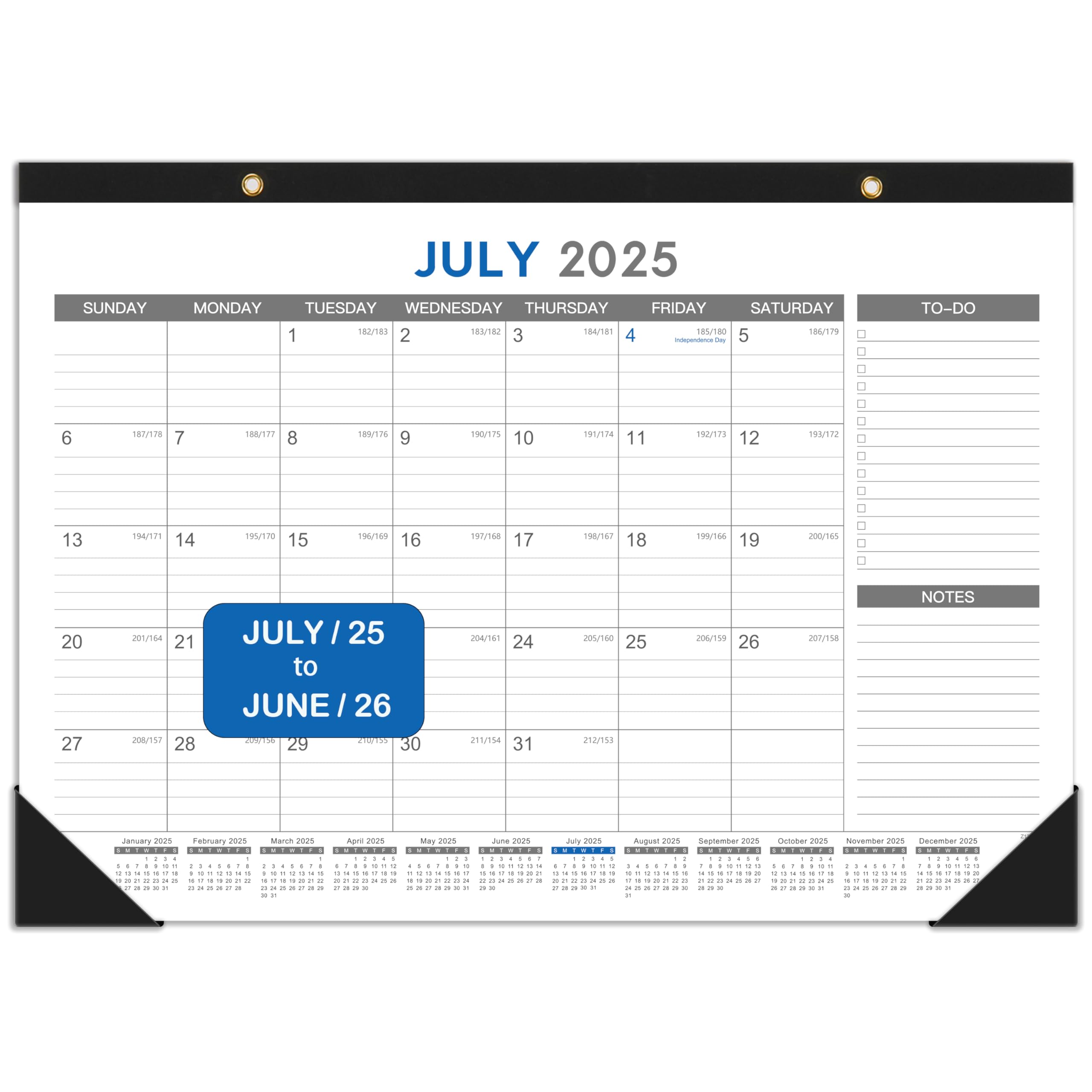 2025-2026 18-Month Desk Calendar | July 2025 - December 2026 | 12
