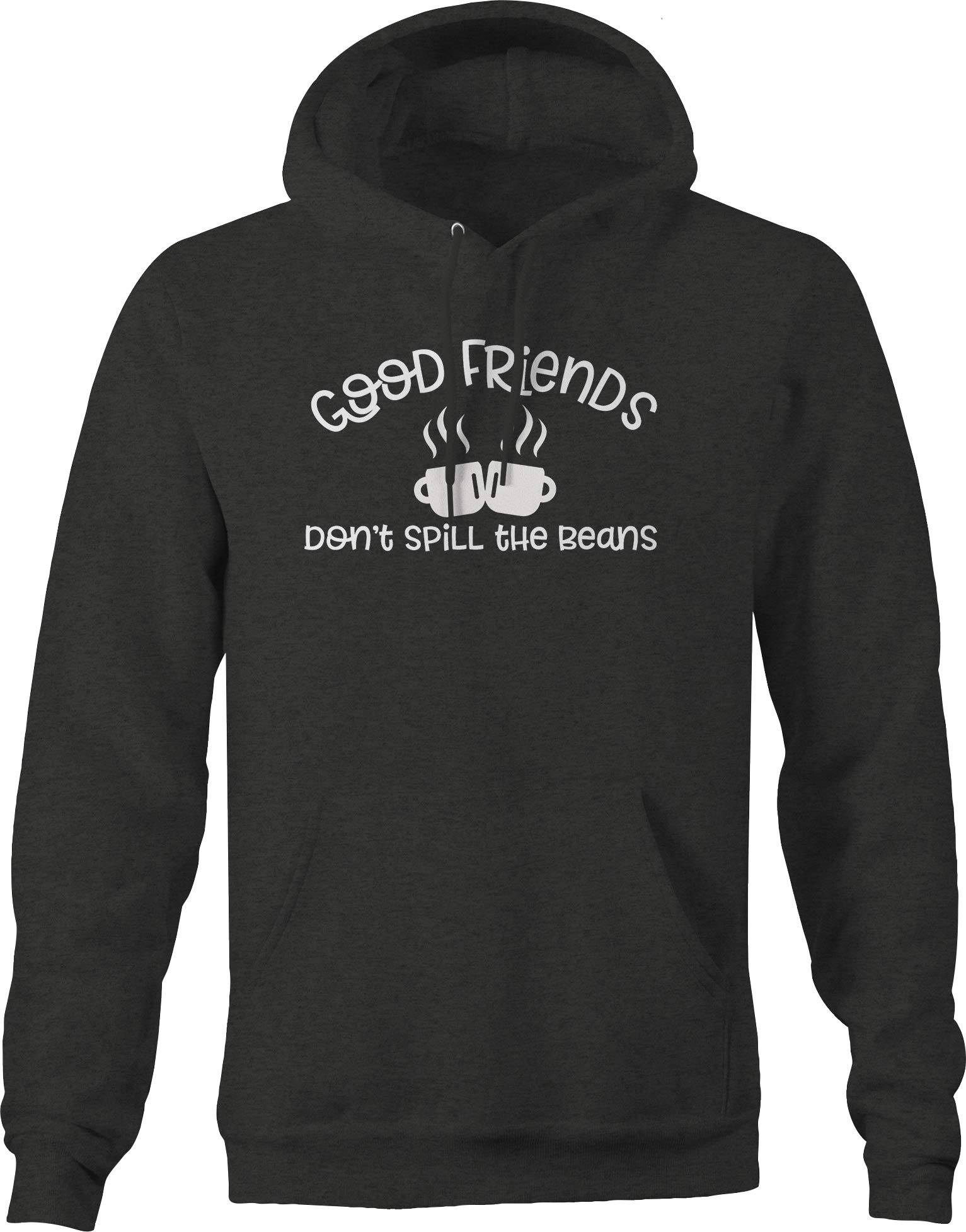 Men's Coffee Latte Cappuccino Espresso Hoodie - Funny 'Good Friends Don't Spill The Beans' Graphic Sweatshirt in Dark Grey | Perfect for Coffee Lovers, Baristas & Casual Wear