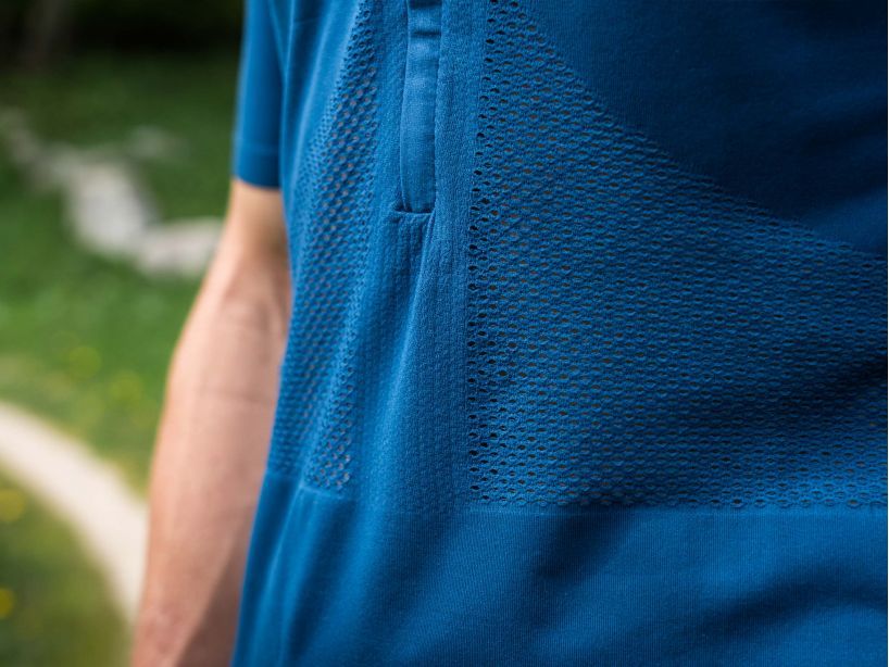 Compressport Men's Trail Running Half Zip Fitted Short Sleeve Top - Mont Blanc 2022 Blue - Performance Shirt for Trail Runners & Outdoor Enthusiasts