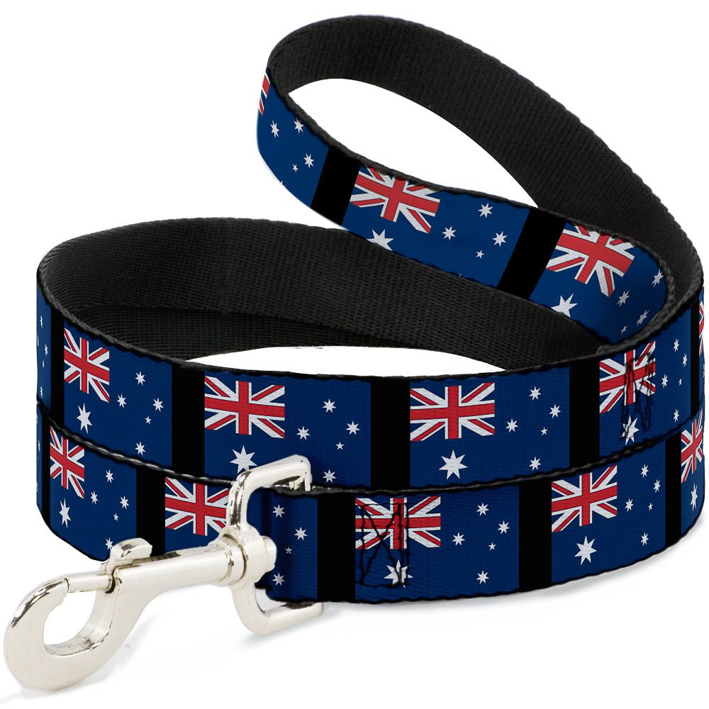 Buckle-Down Australia Flag Pet Leash - 6 Feet Long, 1.5 Inches Wide - Durable Dog Walking Leash for Medium to Large Dogs - Perfect for Outdoor Adventures, Beach Walks, and Daily Strolls