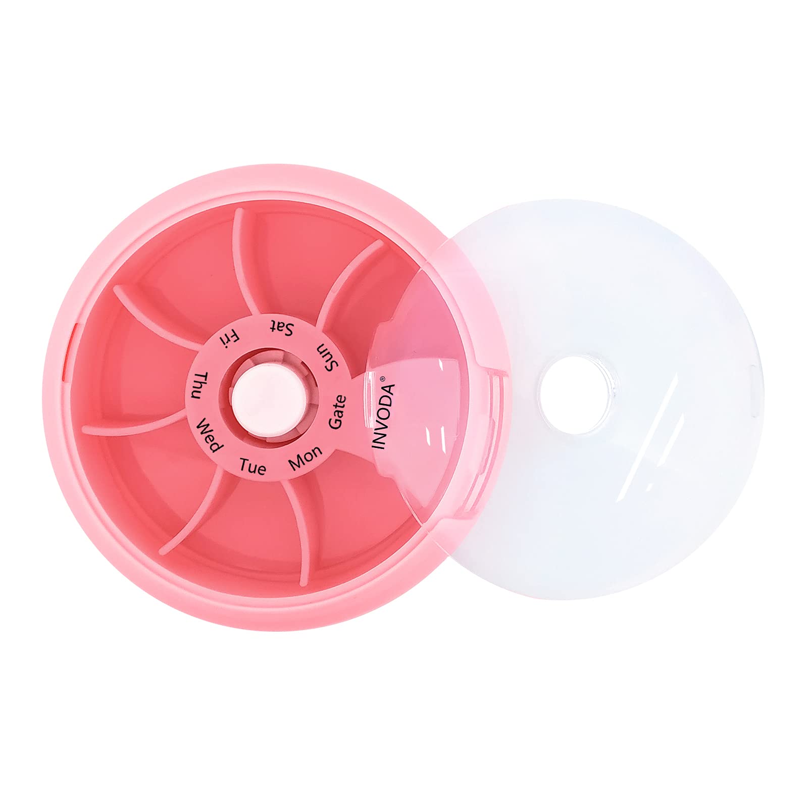 Portable Weekly Pill Organizer - Cute Round Travel Pill Case with Purse & Bag - Small Medicine Container for Daily Use, Travel, and On-the-Go (Pink) - Perfect for Home, Office, Gym, and Vacation