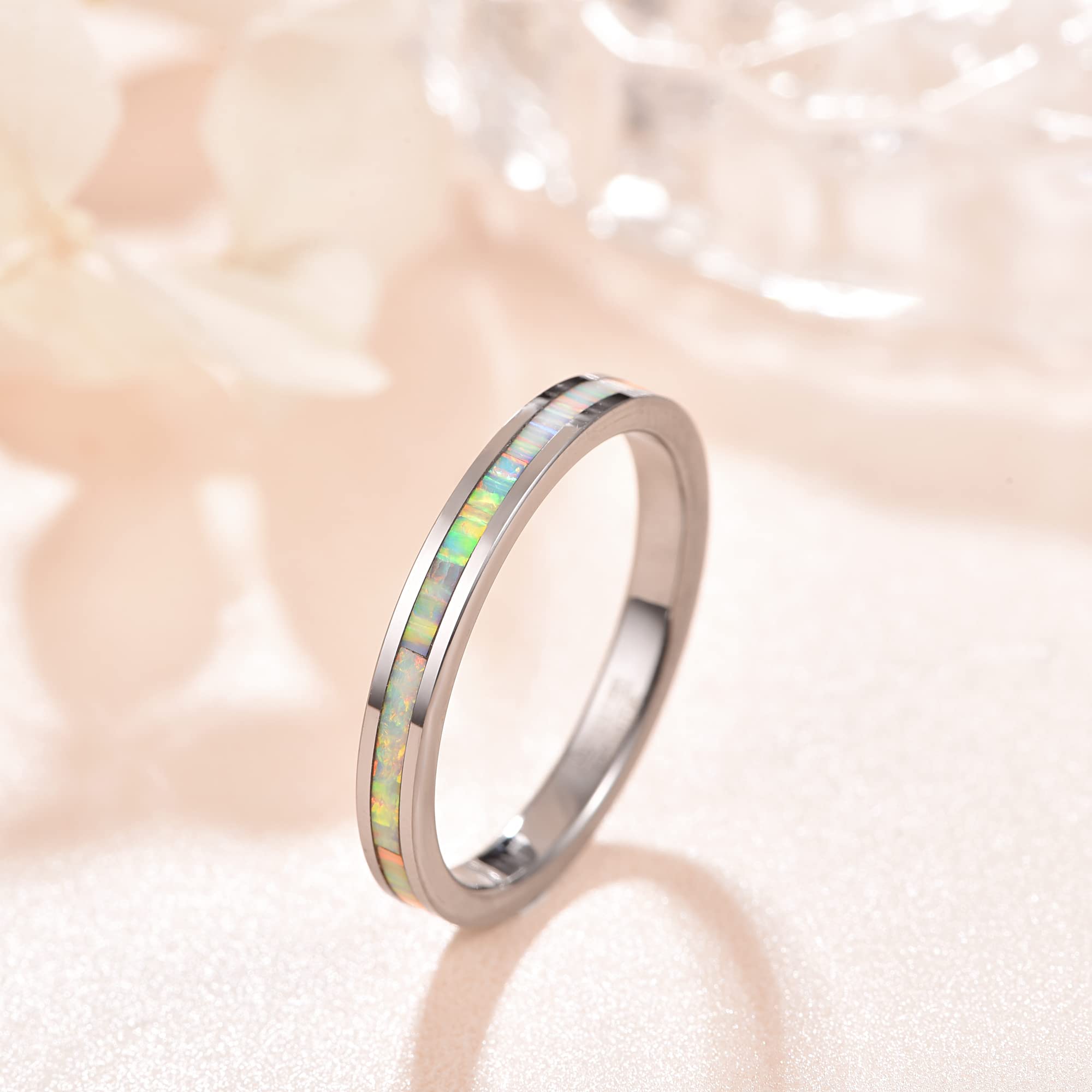 Opal & Turquoise Tungsten Wedding Ring for Women & Men - 3mm/4mm Engagement Promise Band, Couple Matching Jewelry (Size L1/2-Y) - Perfect for Anniversaries, Proposals & Everyday Wear