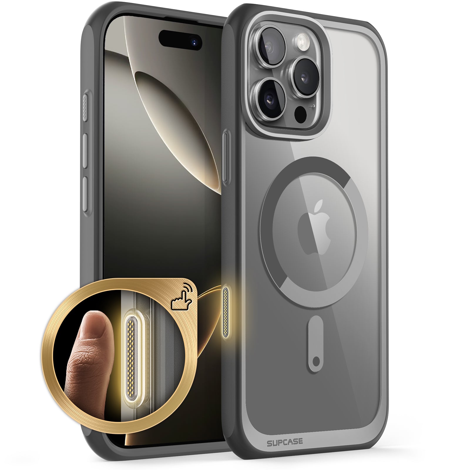 iPhone 16 Pro Case 6.3 Inch - Unicorn Beetle MAG Slim Clear Protective Cover with MagSafe & Camera Control Button | Shockproof & Scratch Resistant | Perfect for Work, Travel & Outdoor Activities (Gray)