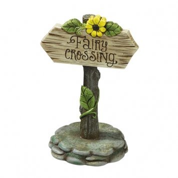 Grasslands Road Small Worlds Fairy Crossing Sign - Whimsical Home & Garden Decor for Fairy Gardens, Miniature Landscapes & Outdoor Enchantment