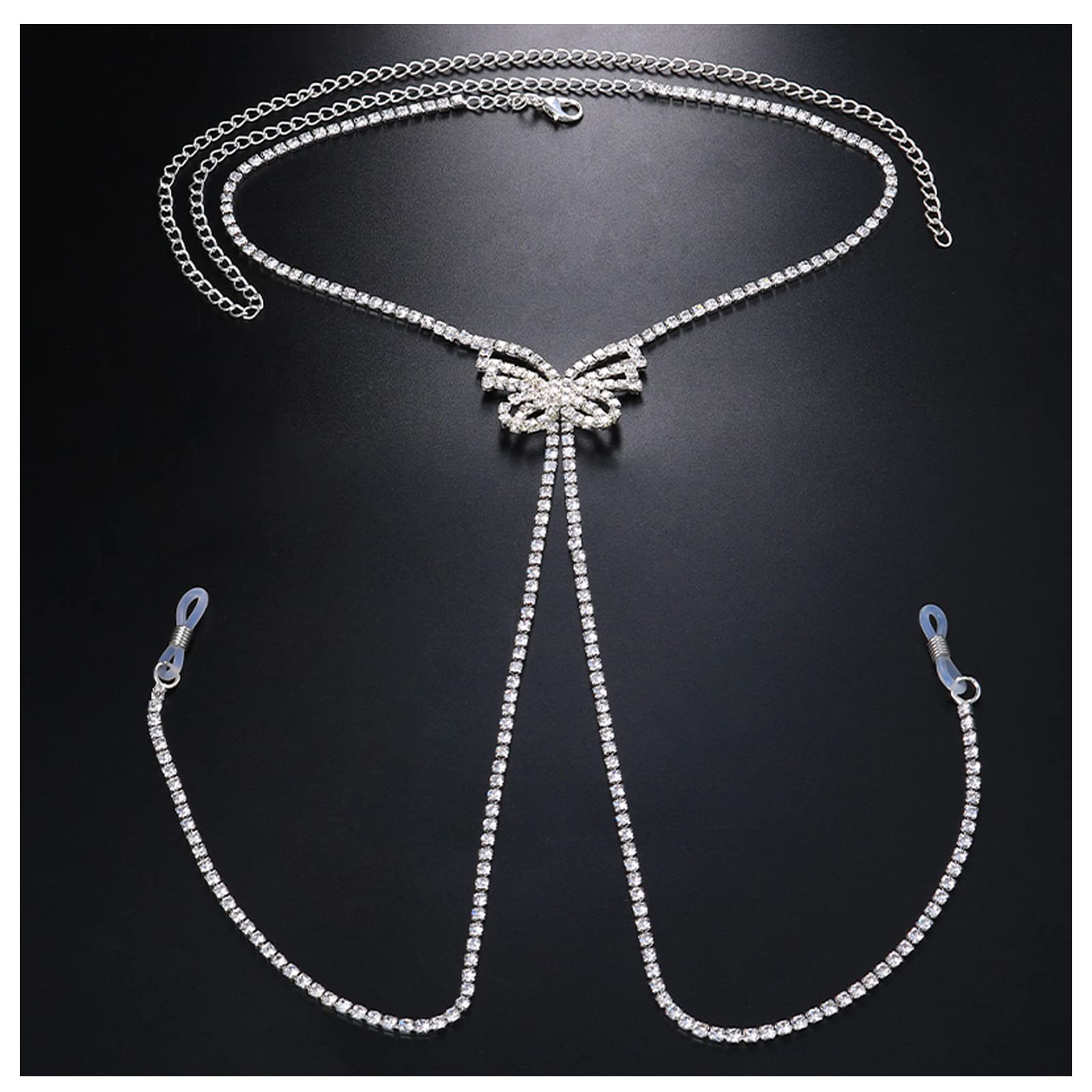 Sexy Rhinestone Bra Chain - Crystal Waist & Belly Bikini Body Jewelry - Non-Piercing Nipple Harness Chain for Women (Crystal) - Perfect for Beach Parties, Music Festivals & Boudoir Photography