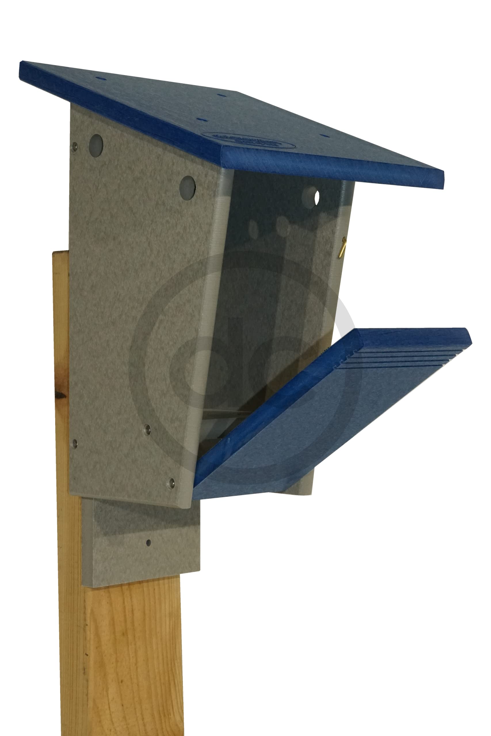 Bluebird Nest Box - Durable Plastic Poly Birdhouse for Outdoor Use | Post or Wall Mount | All-Weather Sparrow-Resistant Design | Handcrafted in USA (Blue & Light Gray) | Perfect for Backyard Birdwatching & Garden Decoration