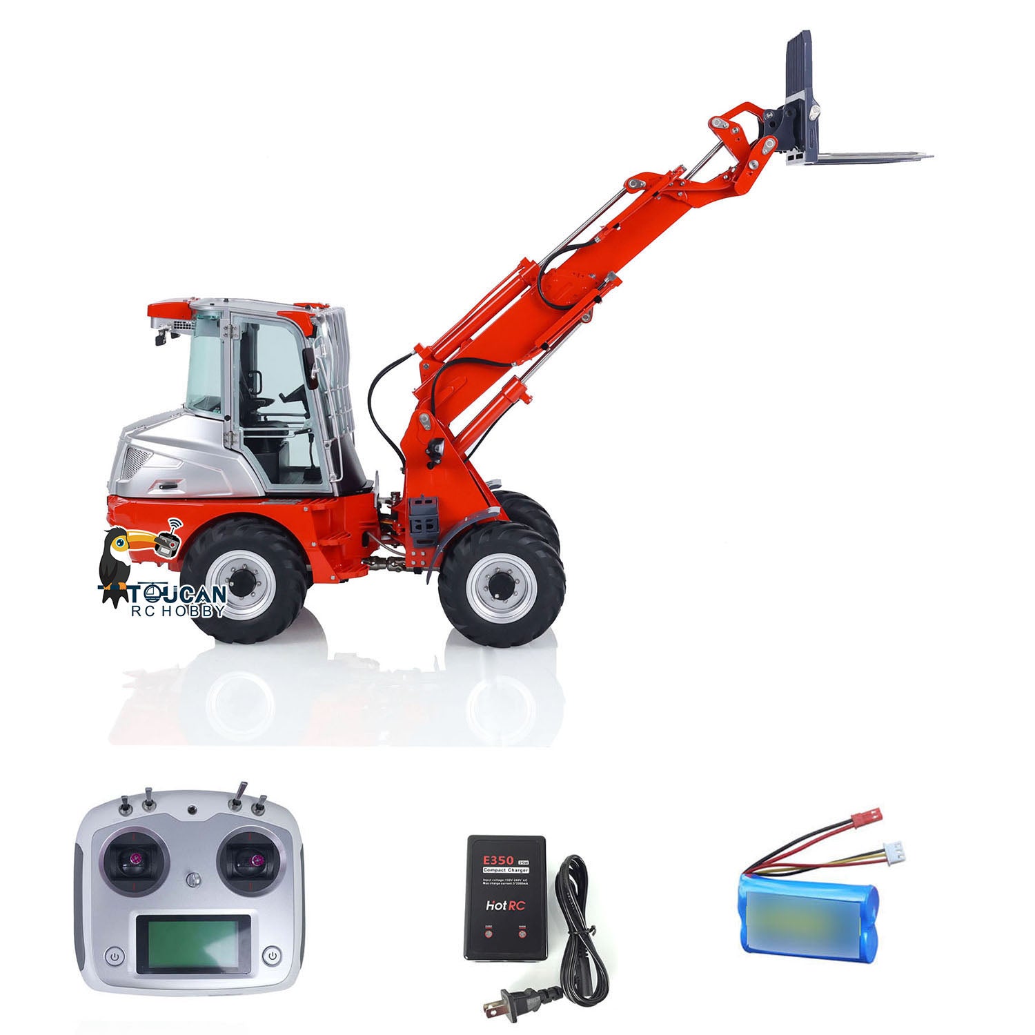 1:14 LESU RTR RC Hydraulic Telescopic Arm Loader AT1050 Fork Lift Truck Model - Assembled & Painted (478x165x221mm) - Perfect for RC Construction Enthusiasts & Collectors