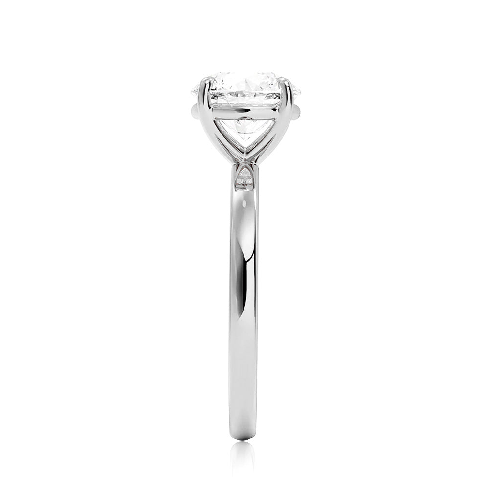 Classic Round Solitaire Brilliant Moissanite Engagement Ring - 1ct 14K White Gold Wedding Band for Women, Perfect Proposal Gift & Anniversary Jewelry (Ideal for Romantic Proposals, Weddings & Special Occasions)