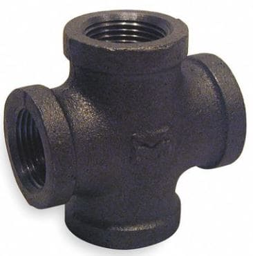1-1/4 Inch FIP Black Steel Cross Fitting (10-Pack) - BS314-20 - Heavy Duty Pipe Connector for Plumbing, HVAC, and Industrial Applications