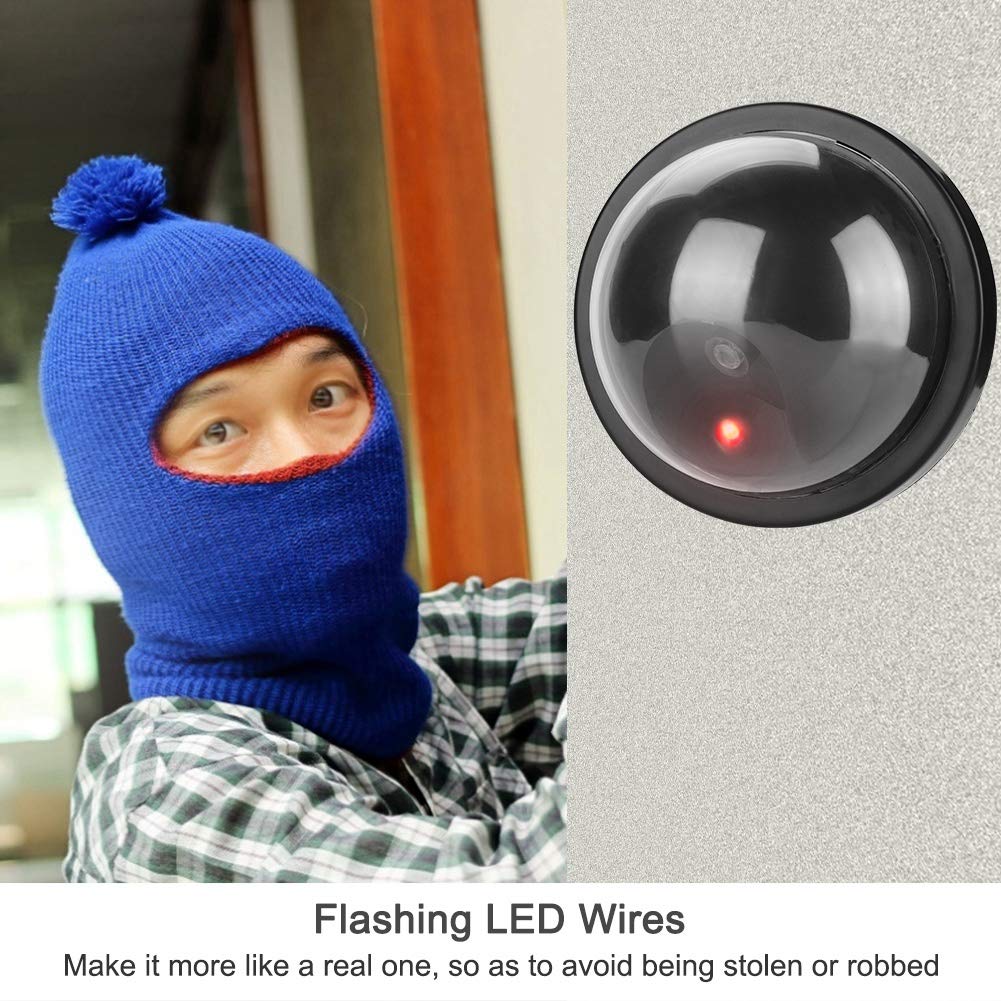 ASHATA Fake Security Camera with Flashing LED Light - Dummy Dome Surveillance Decoy for Home & Business Security - Indoor/Outdoor Use for Theft Deterrence